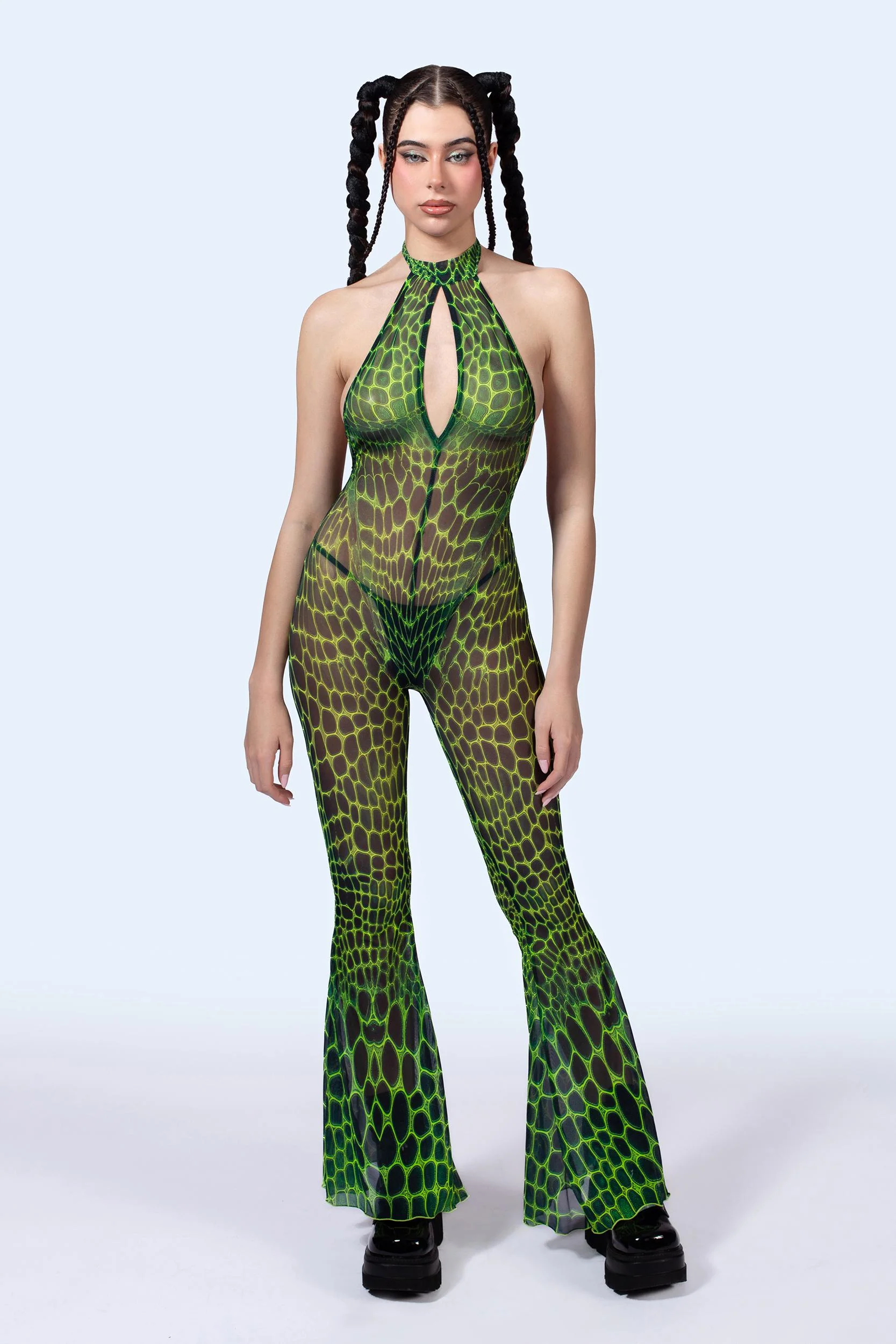 A Little Reptilian Mesh Halter Romper - Image 2