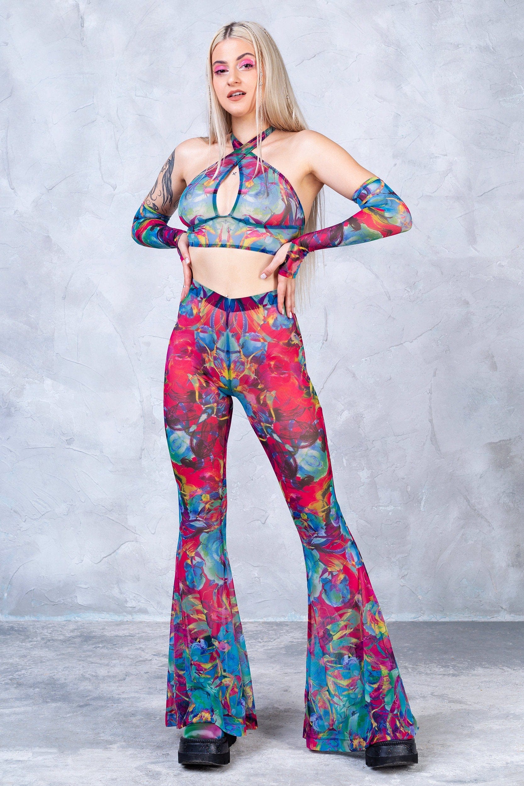 Amayah Bell Bottom Mesh Pants - Image 4