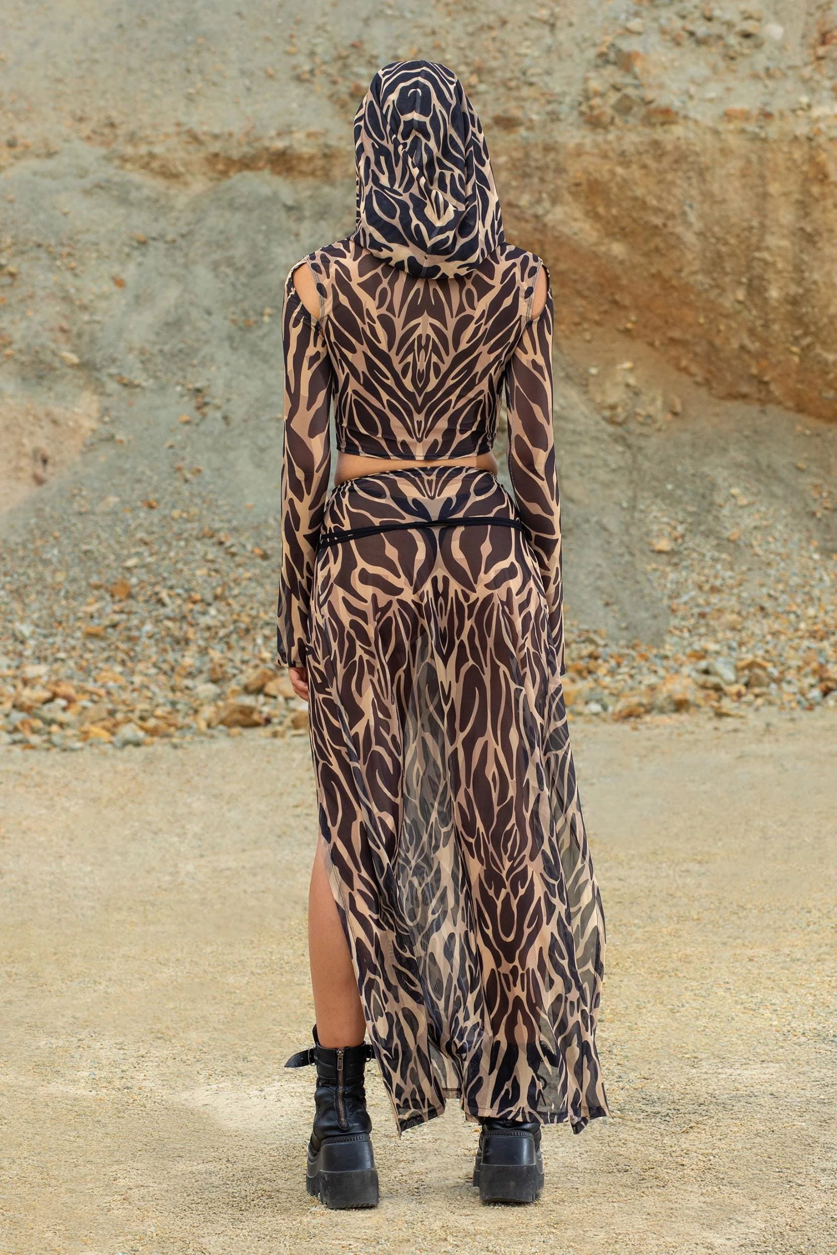 Animalistic Nude Hooded Top - Image 4