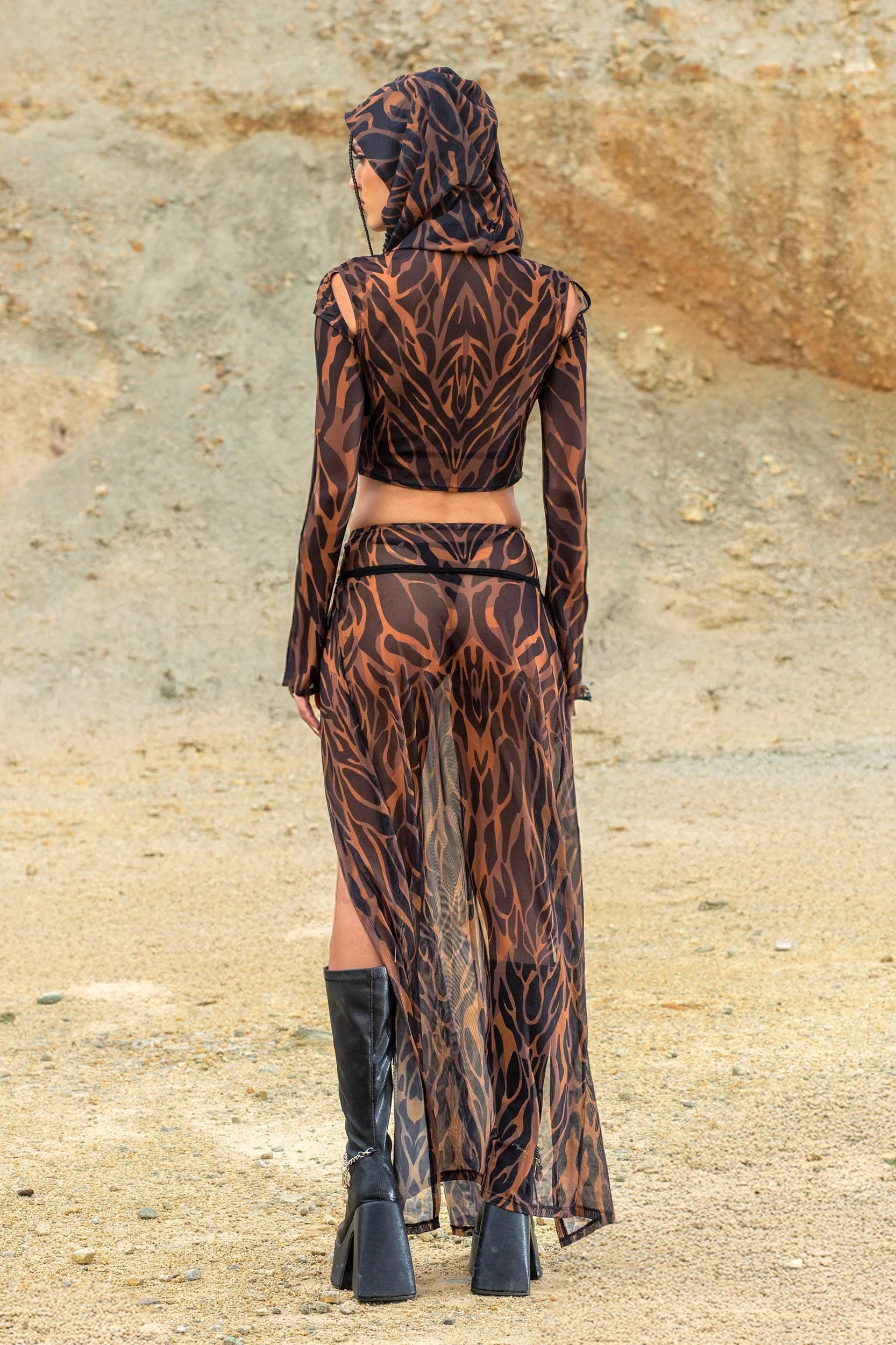 Animalistic Slit Mesh Skirt - Image 4