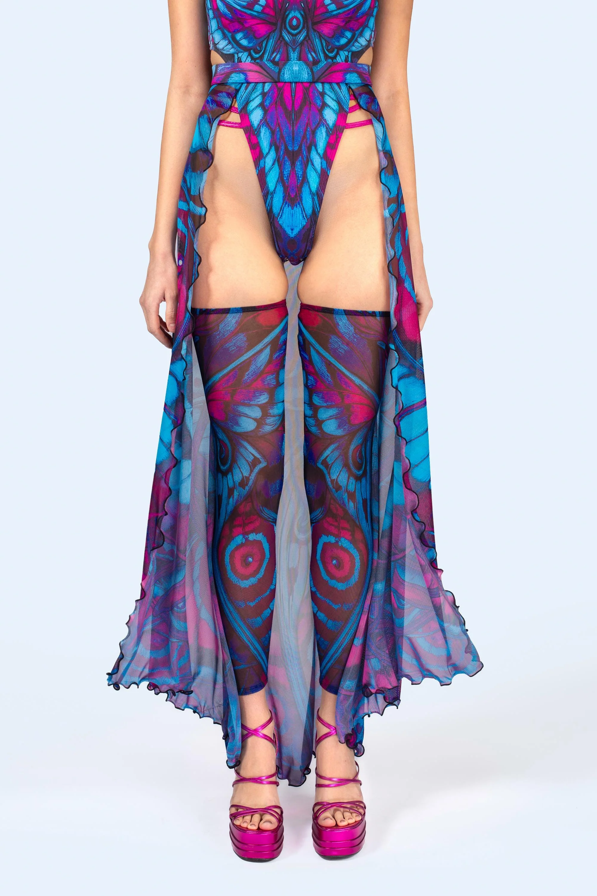 Blue Velvet Open Front Skirt Set - Image 5
