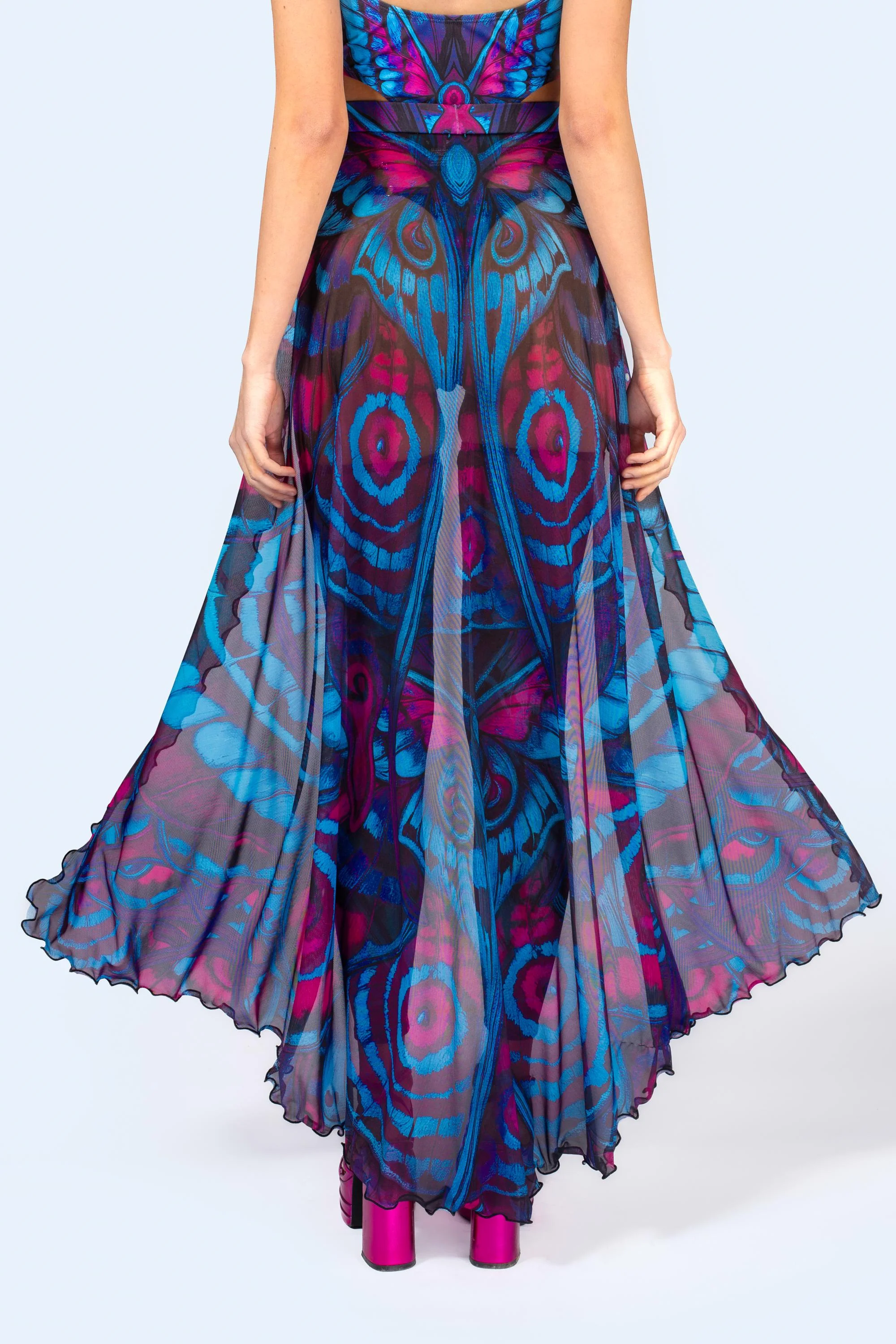 Blue Velvet Open Front Skirt Set - Image 6