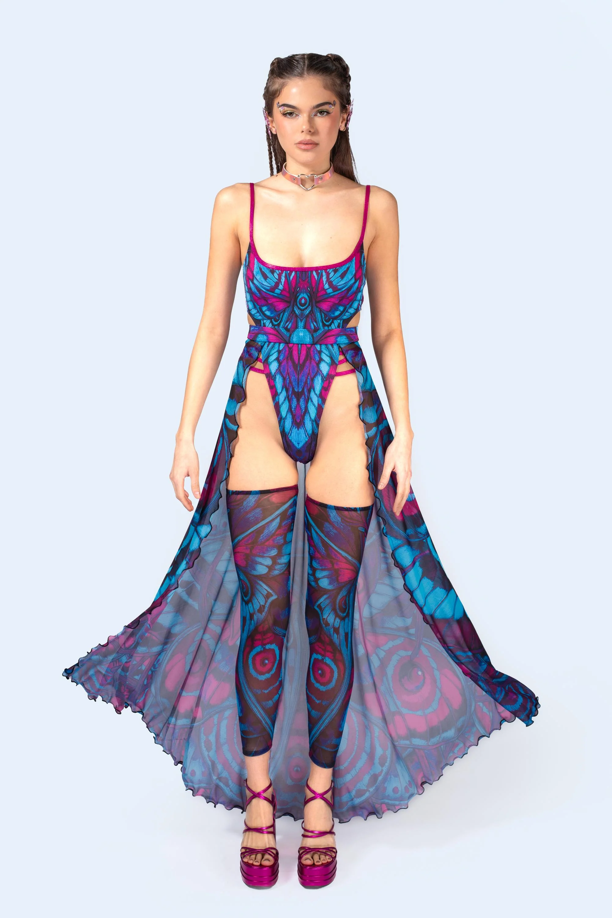 Blue Velvet Strappy Bodysuit - Image 3