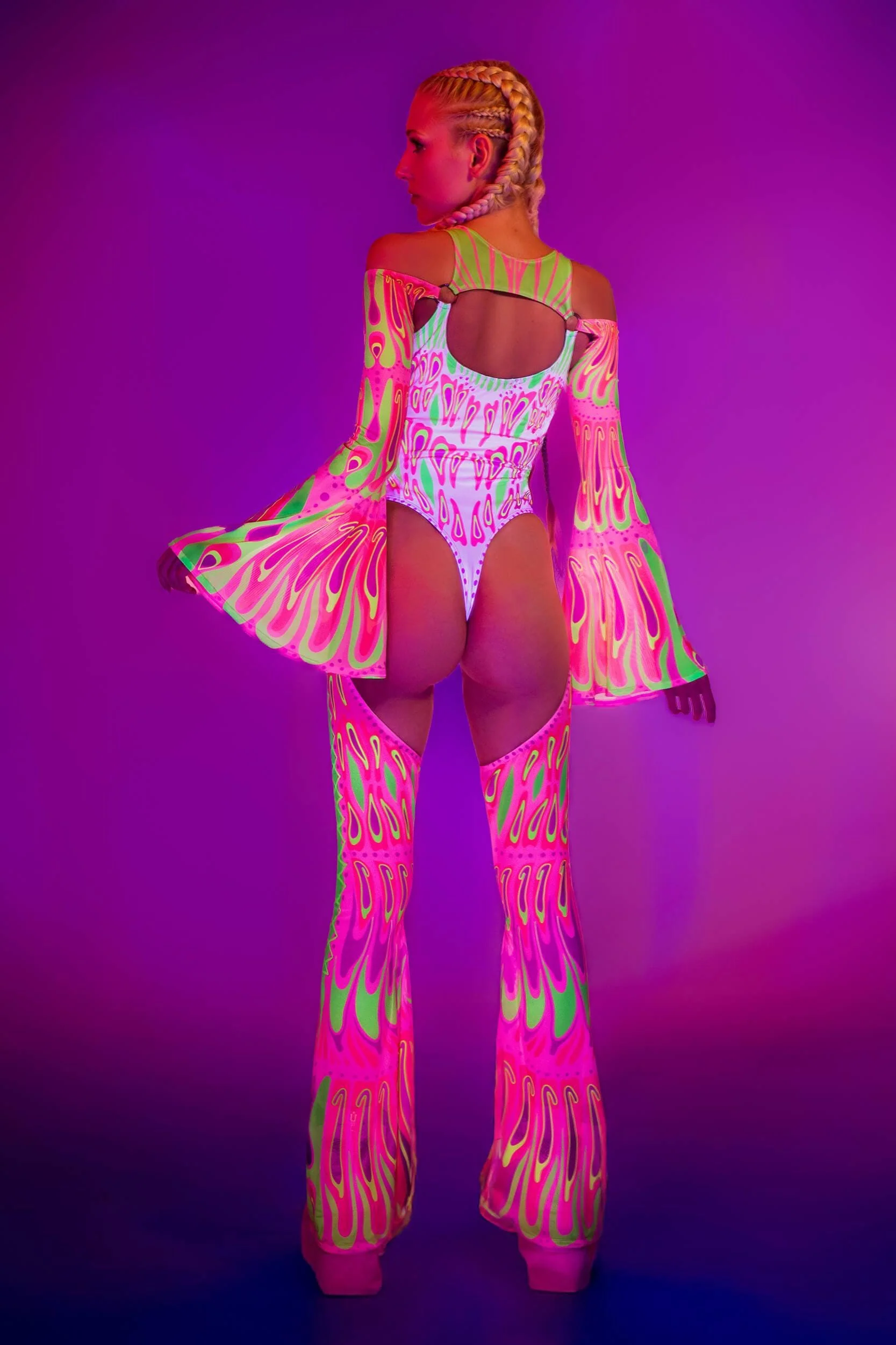 Blush Moth Flared Chaps Catsuit - Image 4