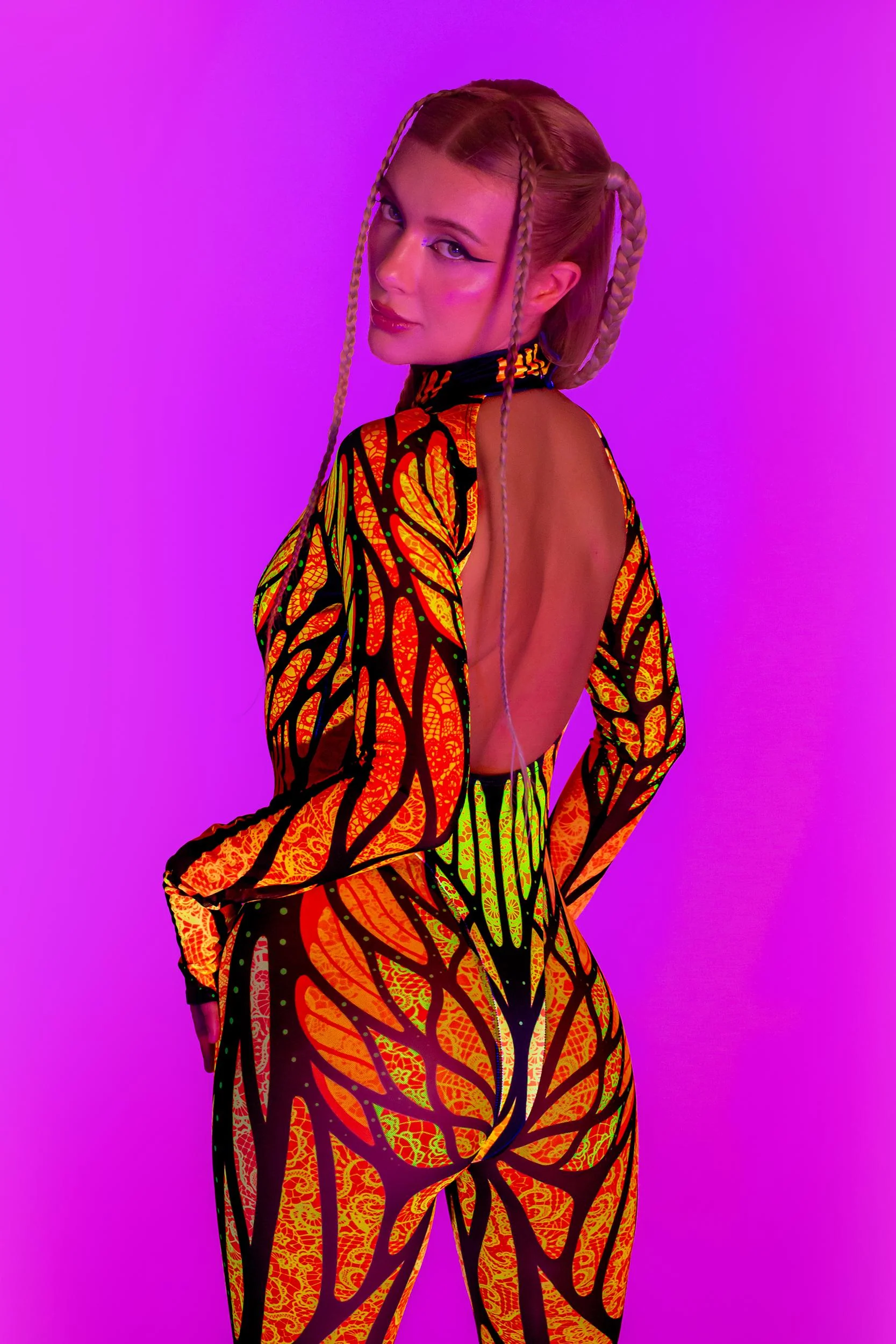 Brilliant Orange Bareback Keyhole Catsuit - Image 3