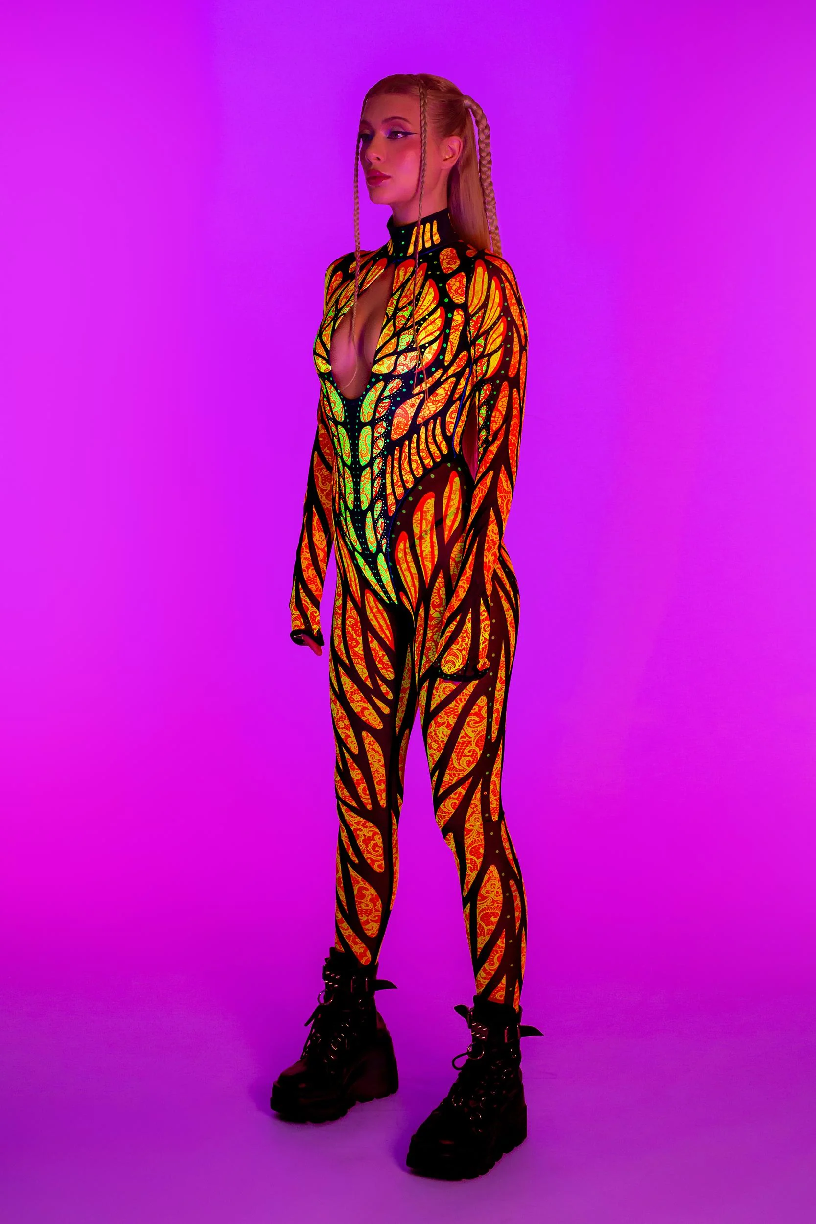 Brilliant Orange Bareback Keyhole Catsuit - Image 5
