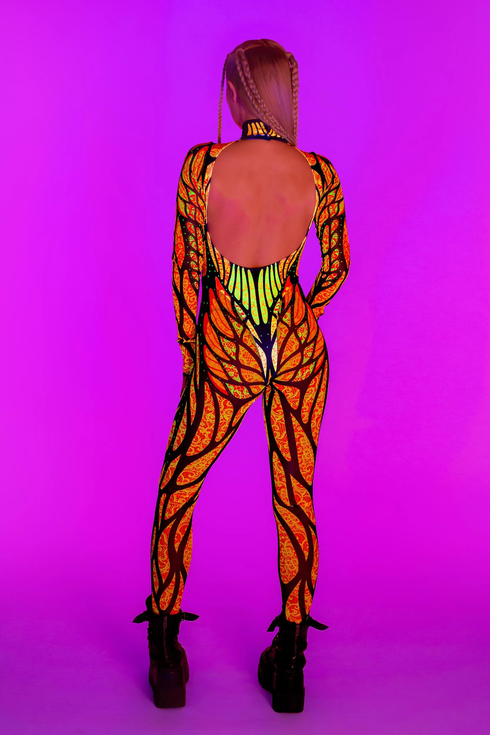 Brilliant Orange Bareback Keyhole Catsuit - Image 6