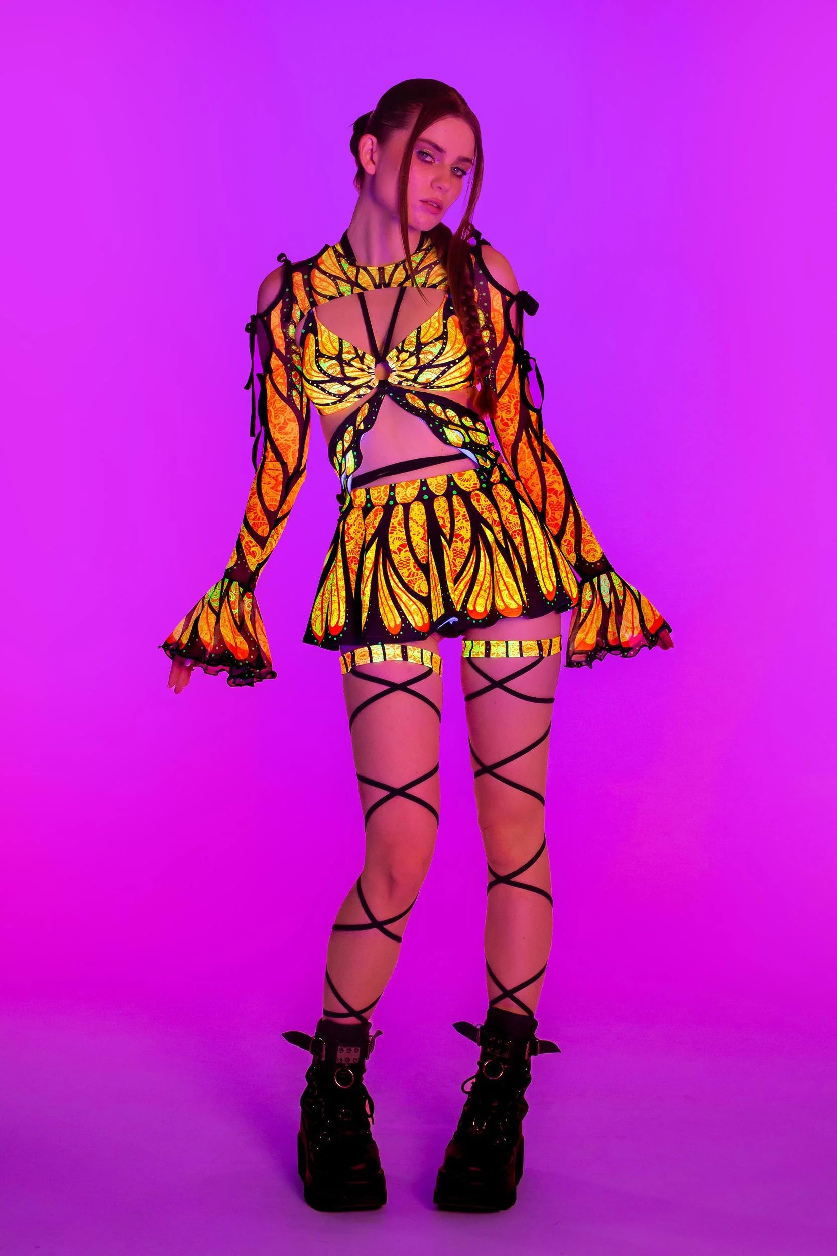 Brilliant Orange Frilly Skirt - Image 3