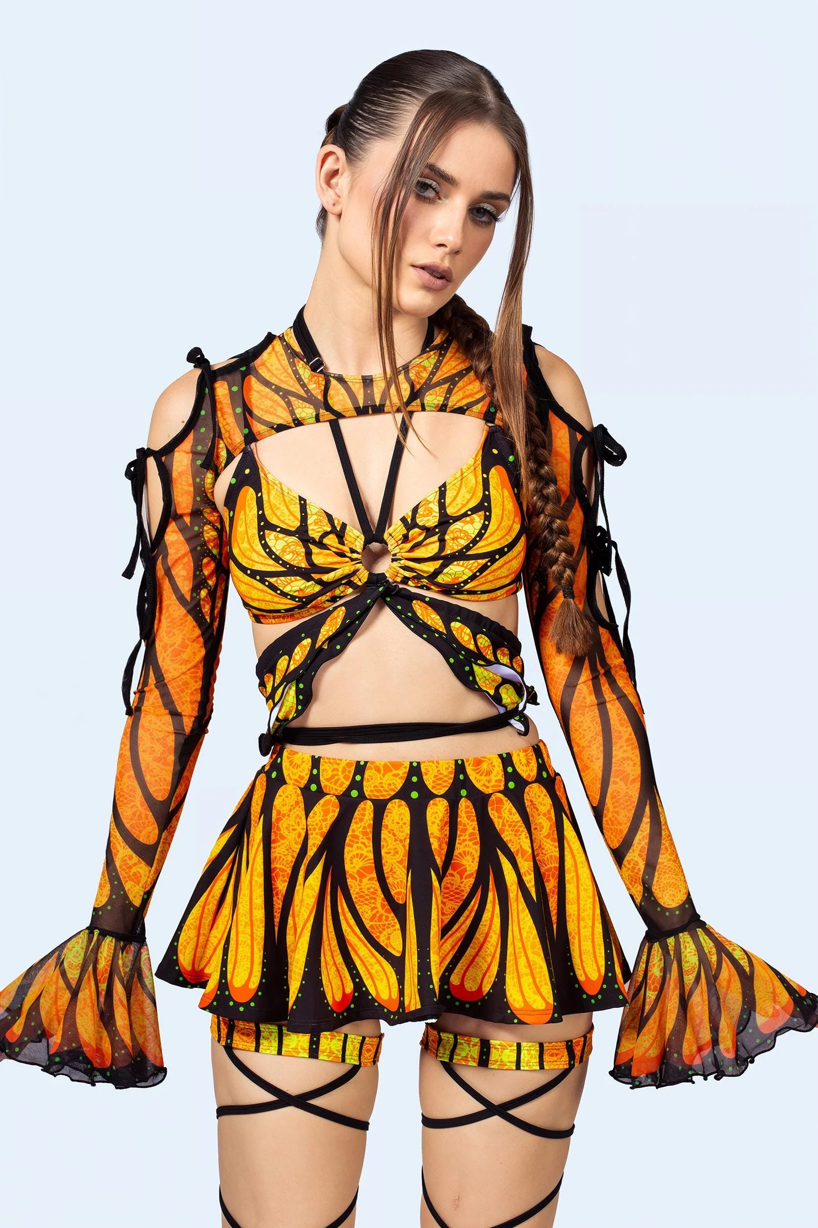Brilliant Orange Frilly Skirt - Image 5