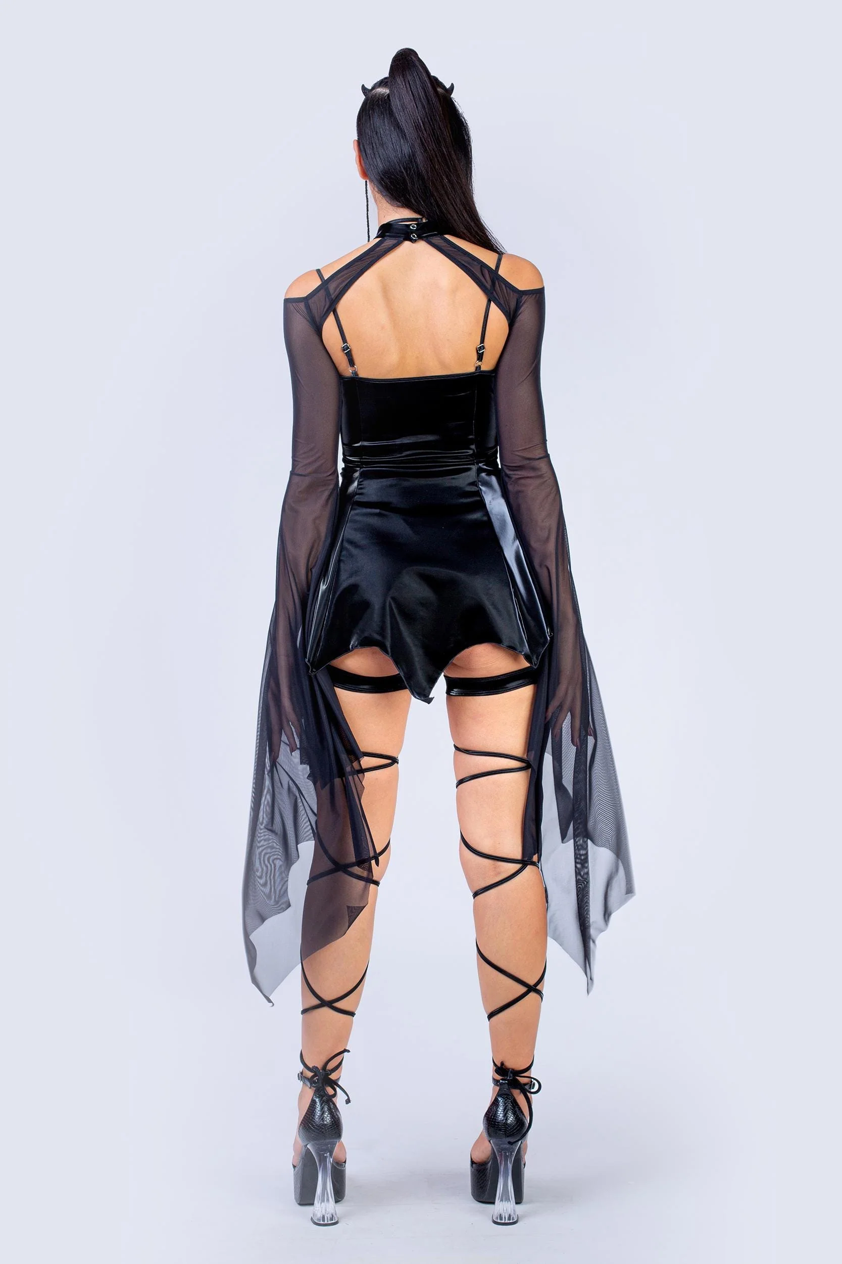 Bring On The Wing Mini Dress And Mesh Shrug - Image 4