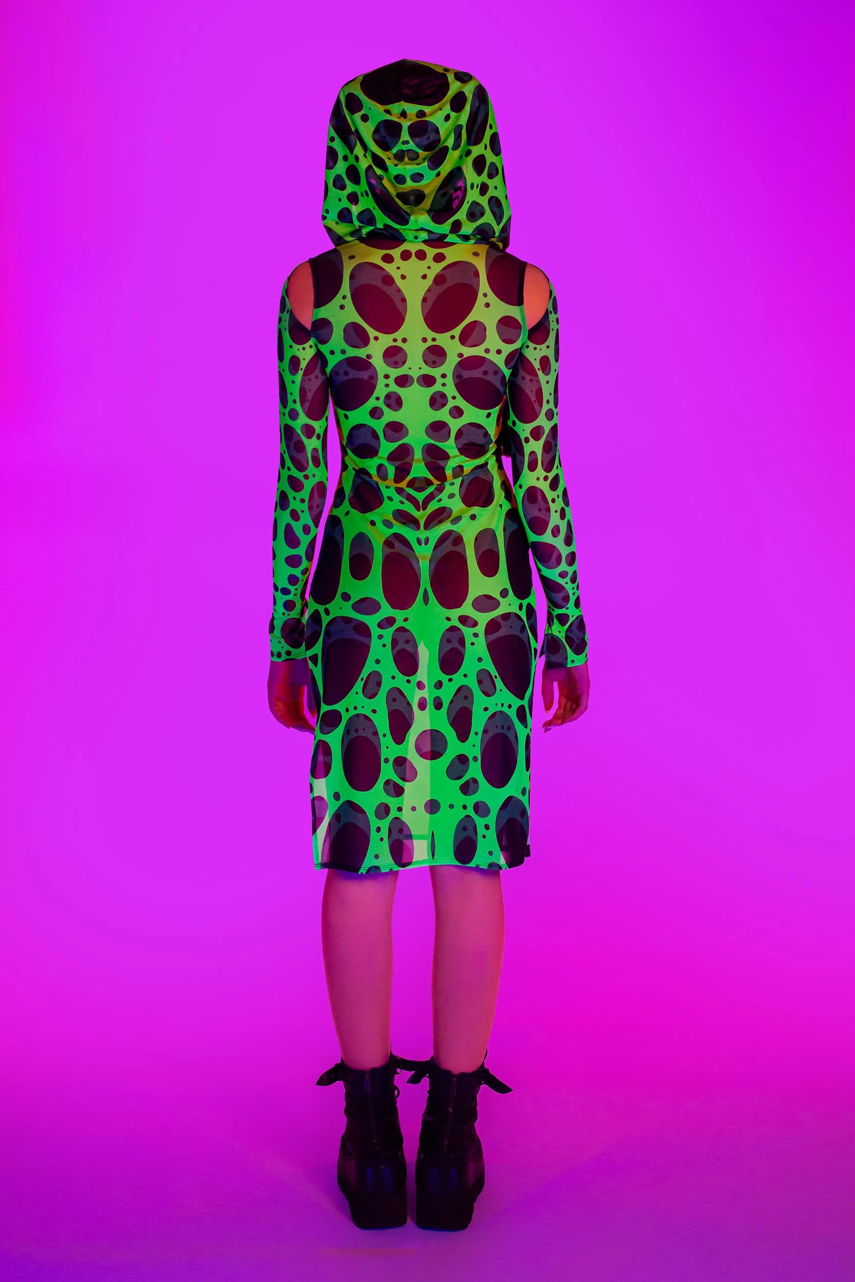 Cell Division Mesh Hooded Dress - Image 4