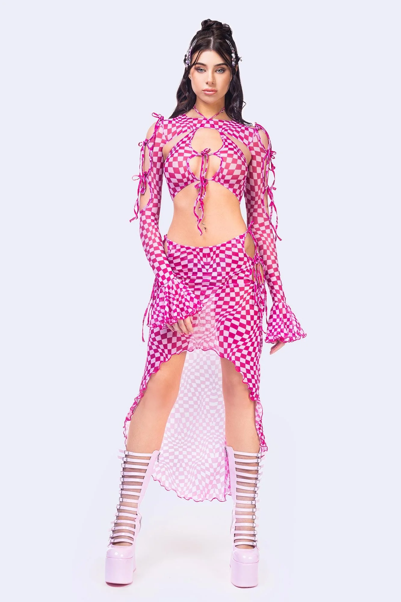 Checked Out Ribbon Midi Skirt - Image 4