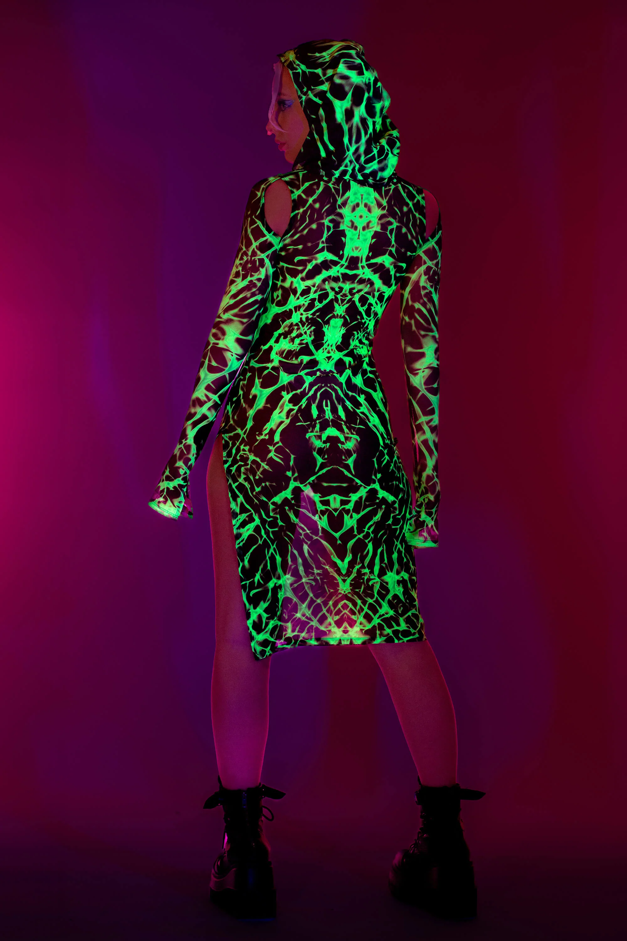 Distant Solace Mesh Hooded Dress - Image 3