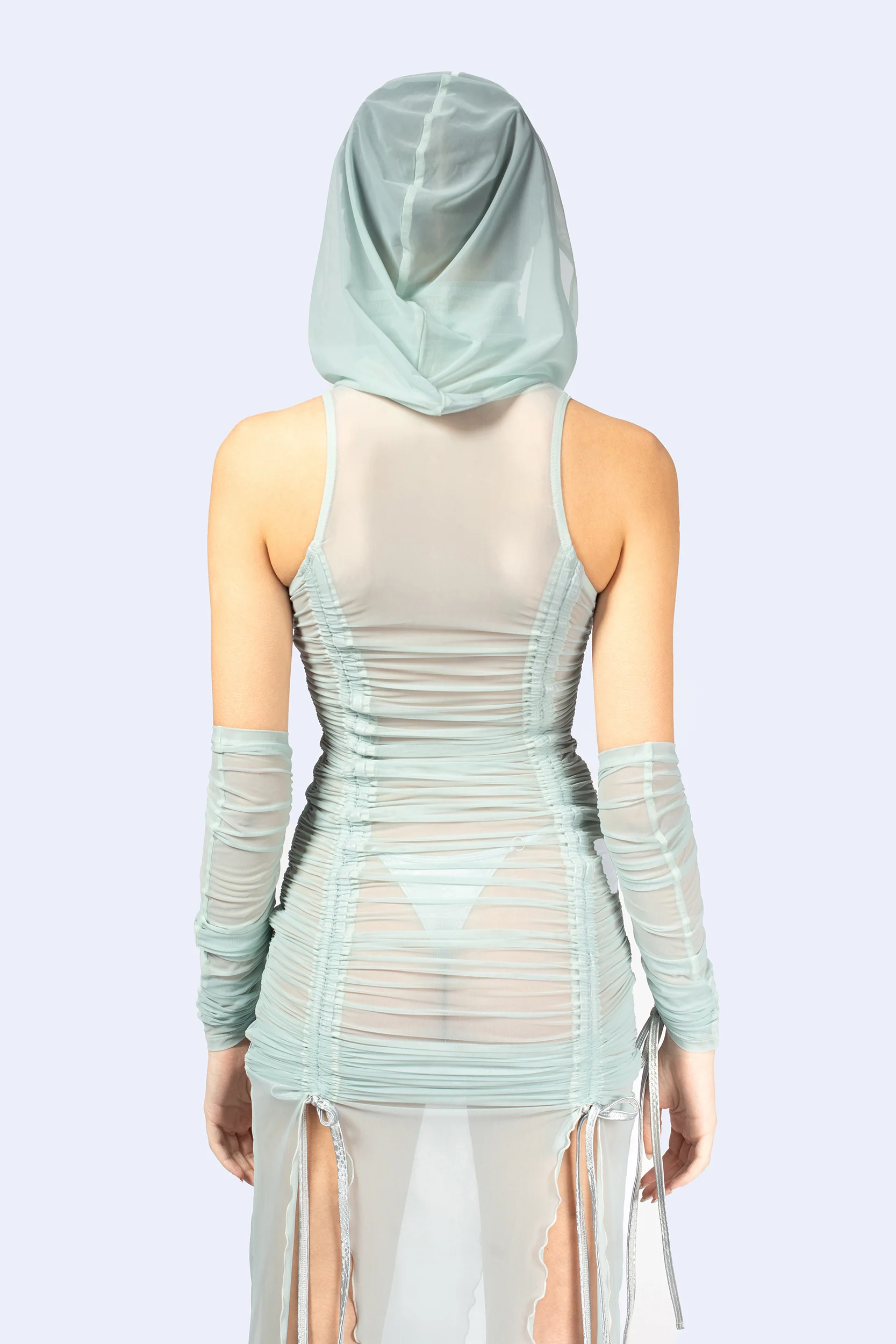 Double Take Ruched Dress and Hood - Image 2