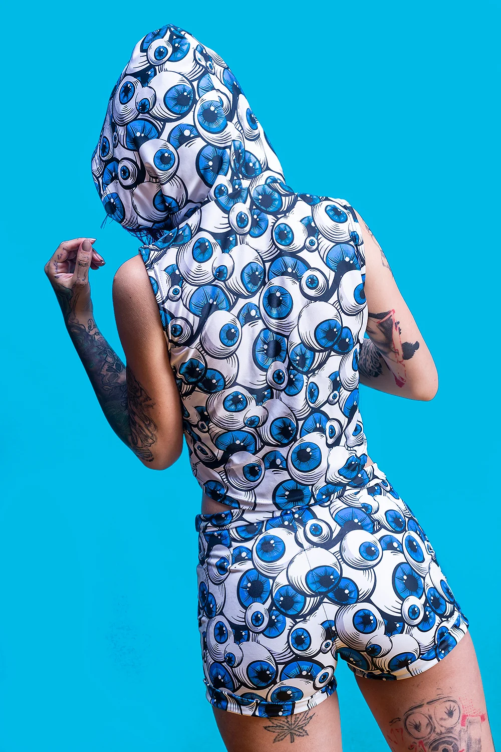 Eyeballz Blue Hooded Top