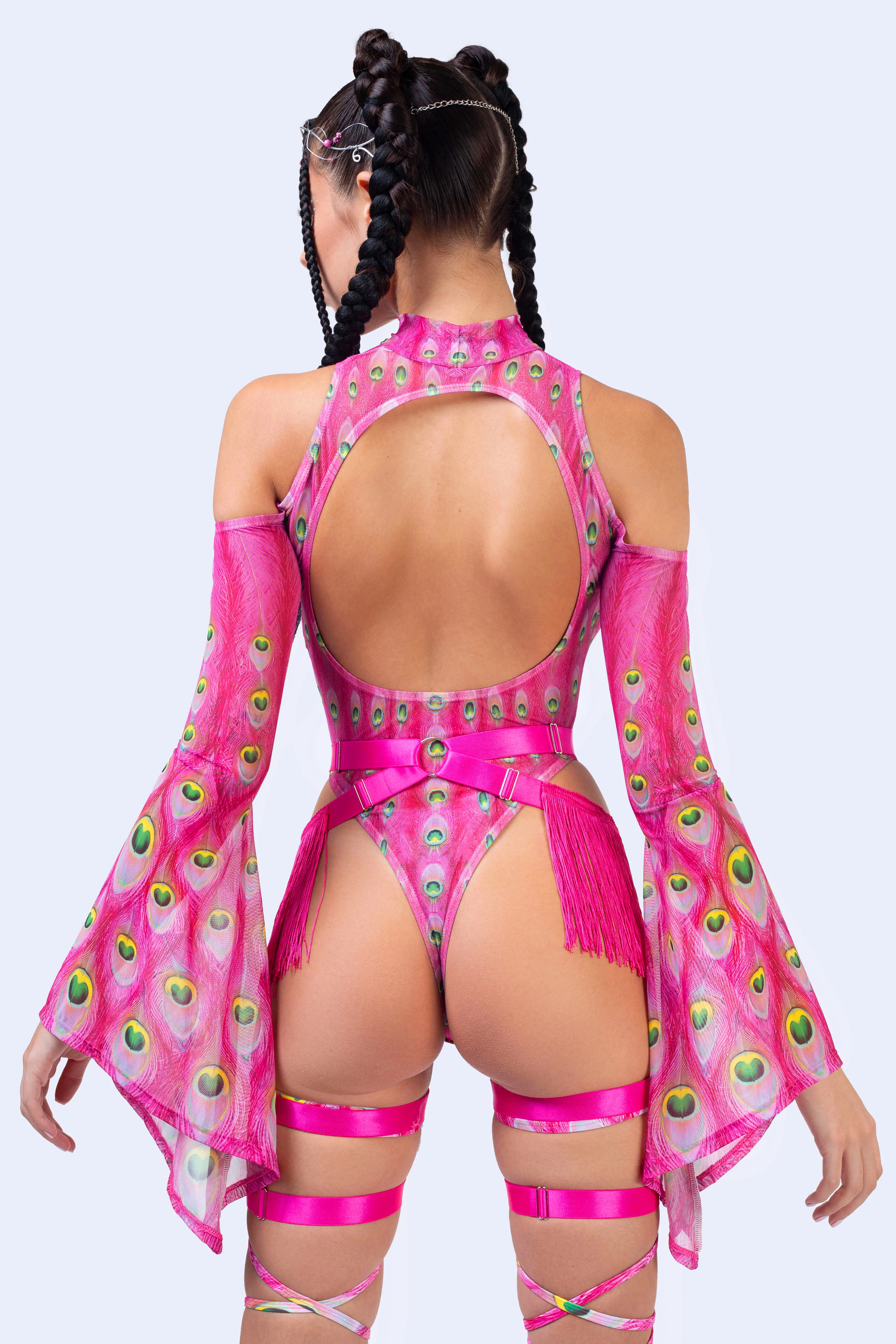 Flock Off Pink Flared Sleeve Bodysuit - Image 2