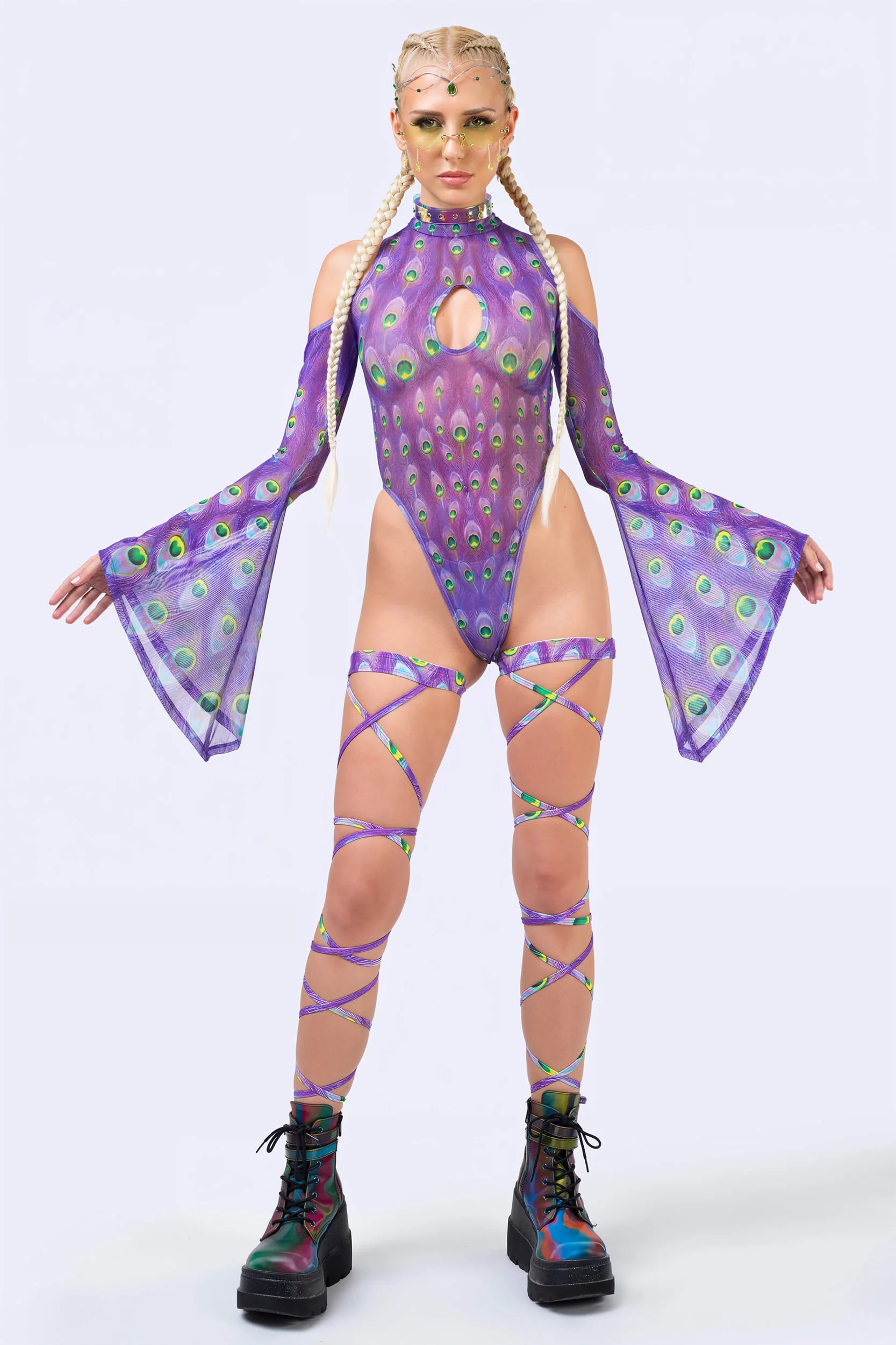 Flock Off Purple Flared Sleeve Bodysuit - Image 3