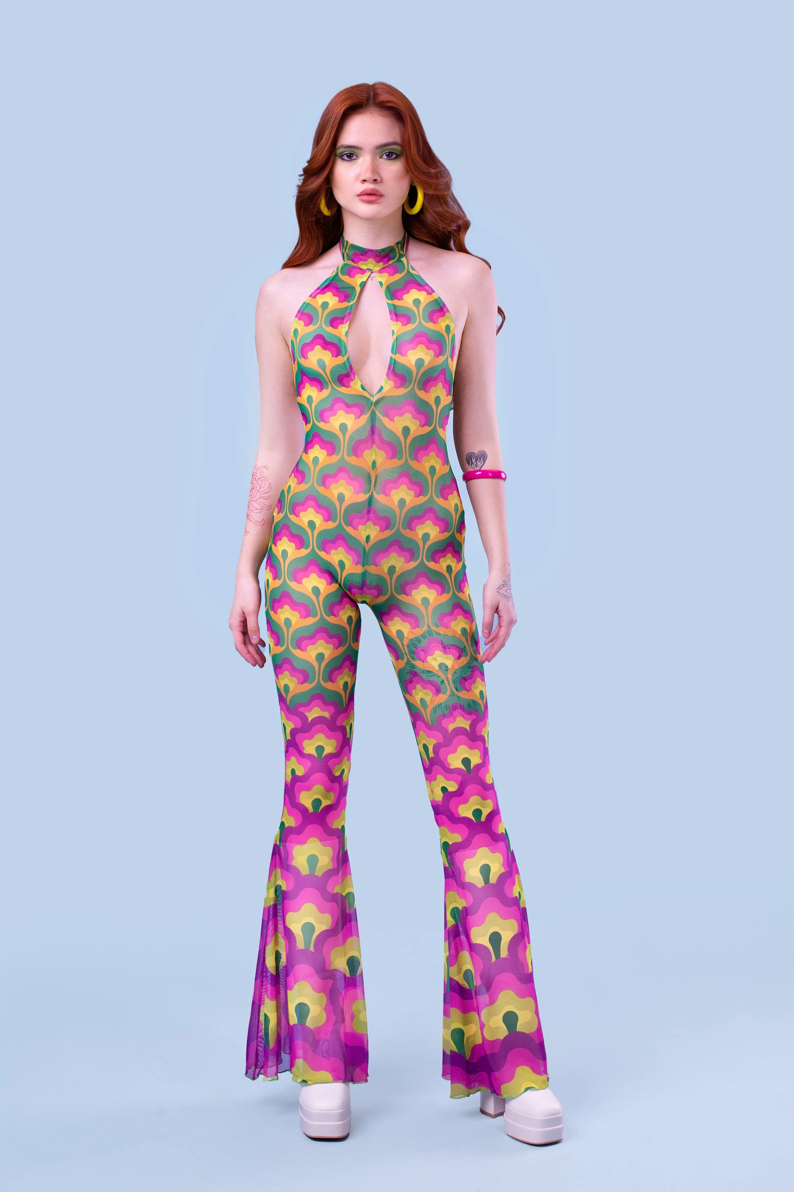 Flower Power Mesh Halter Romper - Image 3