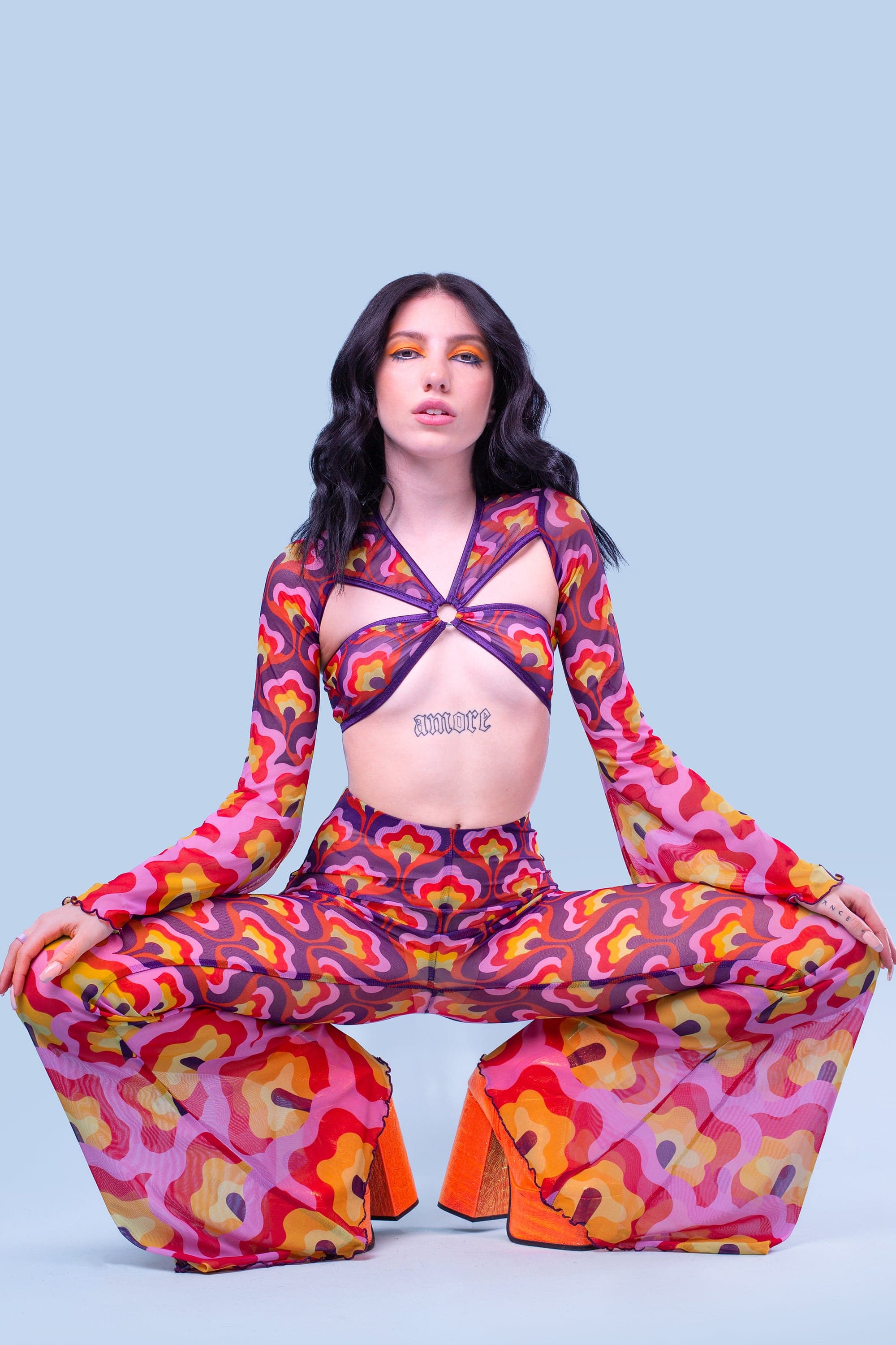 Flower Power Violet Mesh Cut Out Top - Image 4