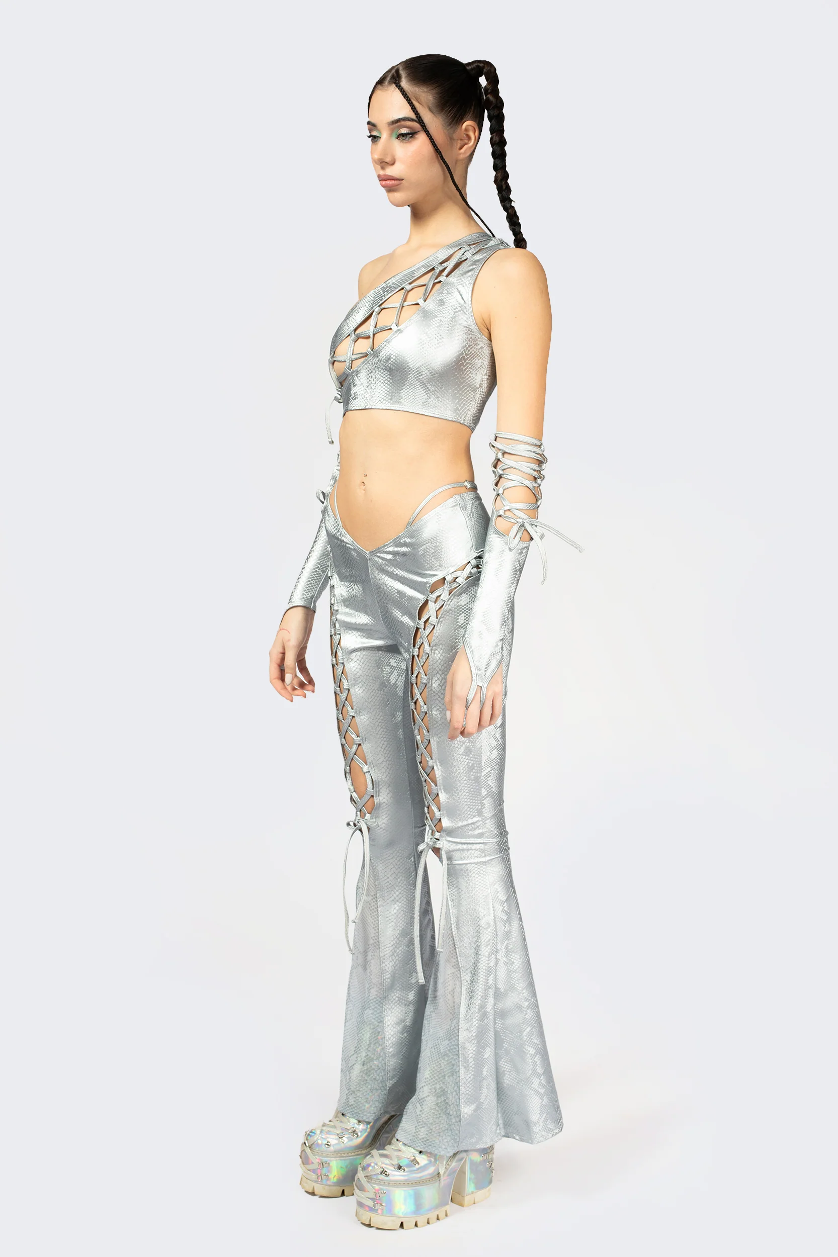 Hard To Get Lace Up One Shoulder Top - Image 4
