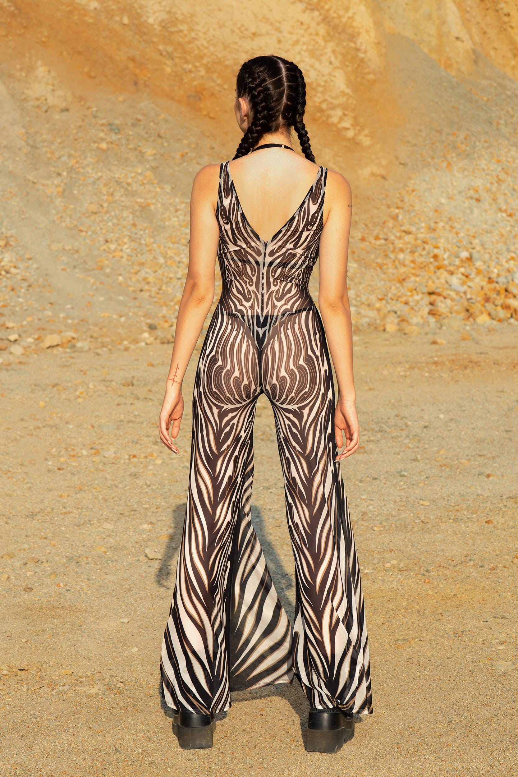 Ivory Drift Plunging Slit Romper - Image 2