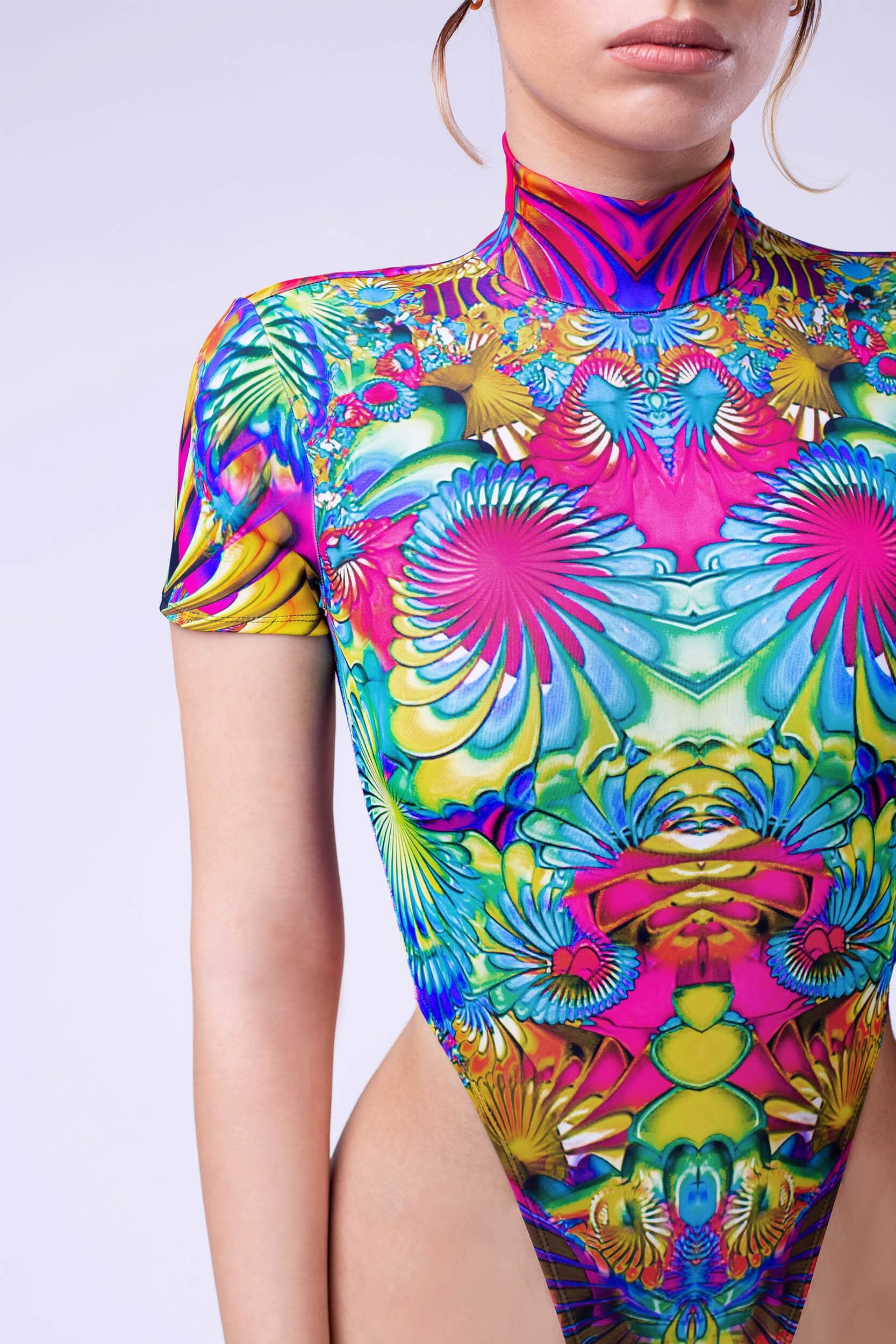 Kaleidoscopic Blossom Cutout Back Bodysuit - Image 5