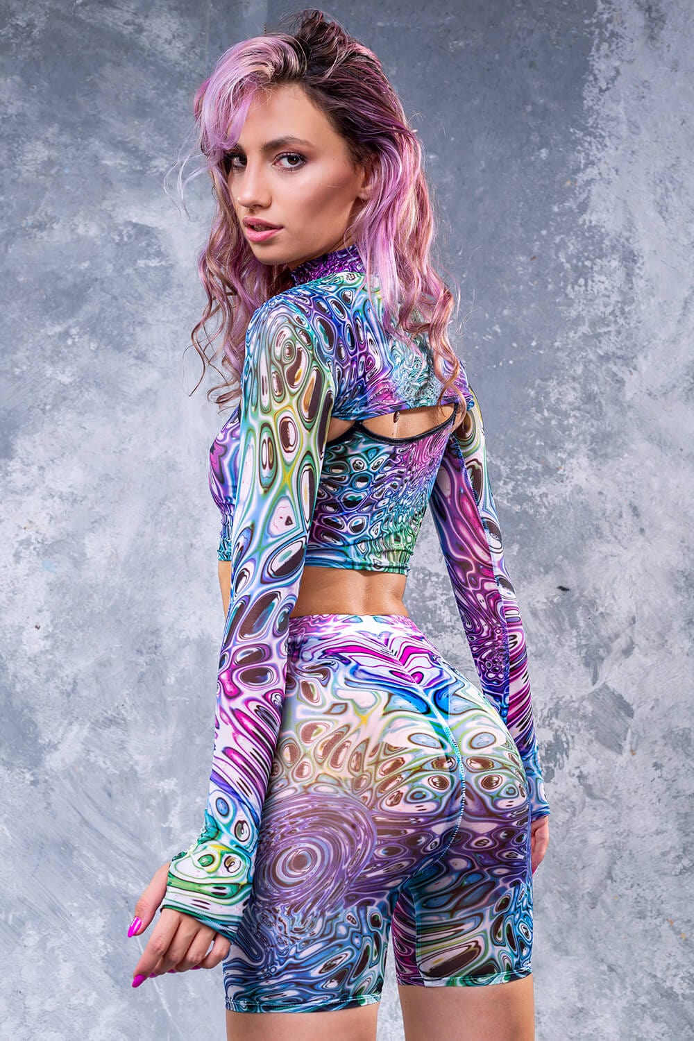 Liquid Insect Mesh Biker Shorts - Image 3
