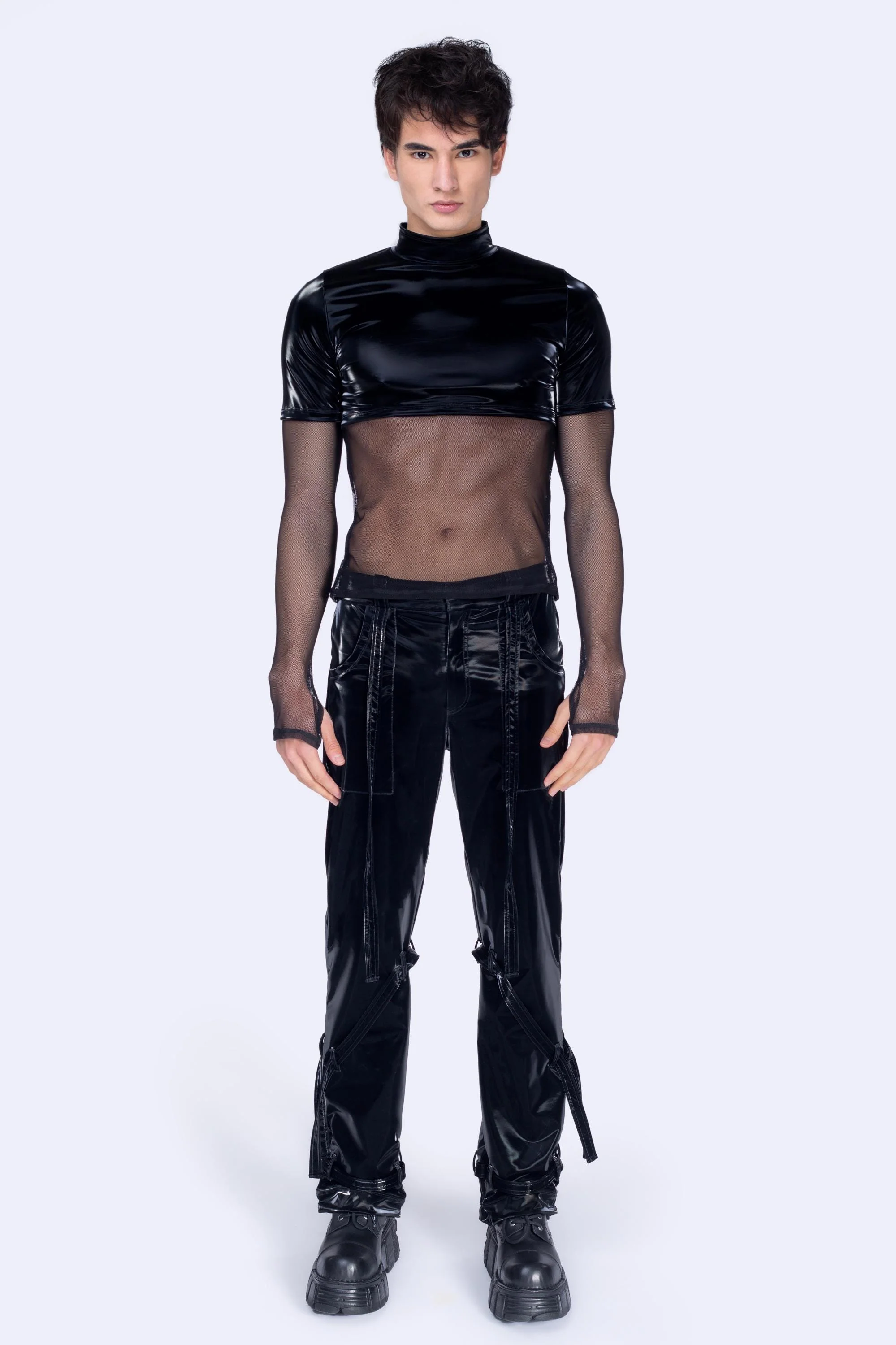 Liquid Mesh Layered Long Sleeve Top - Image 3