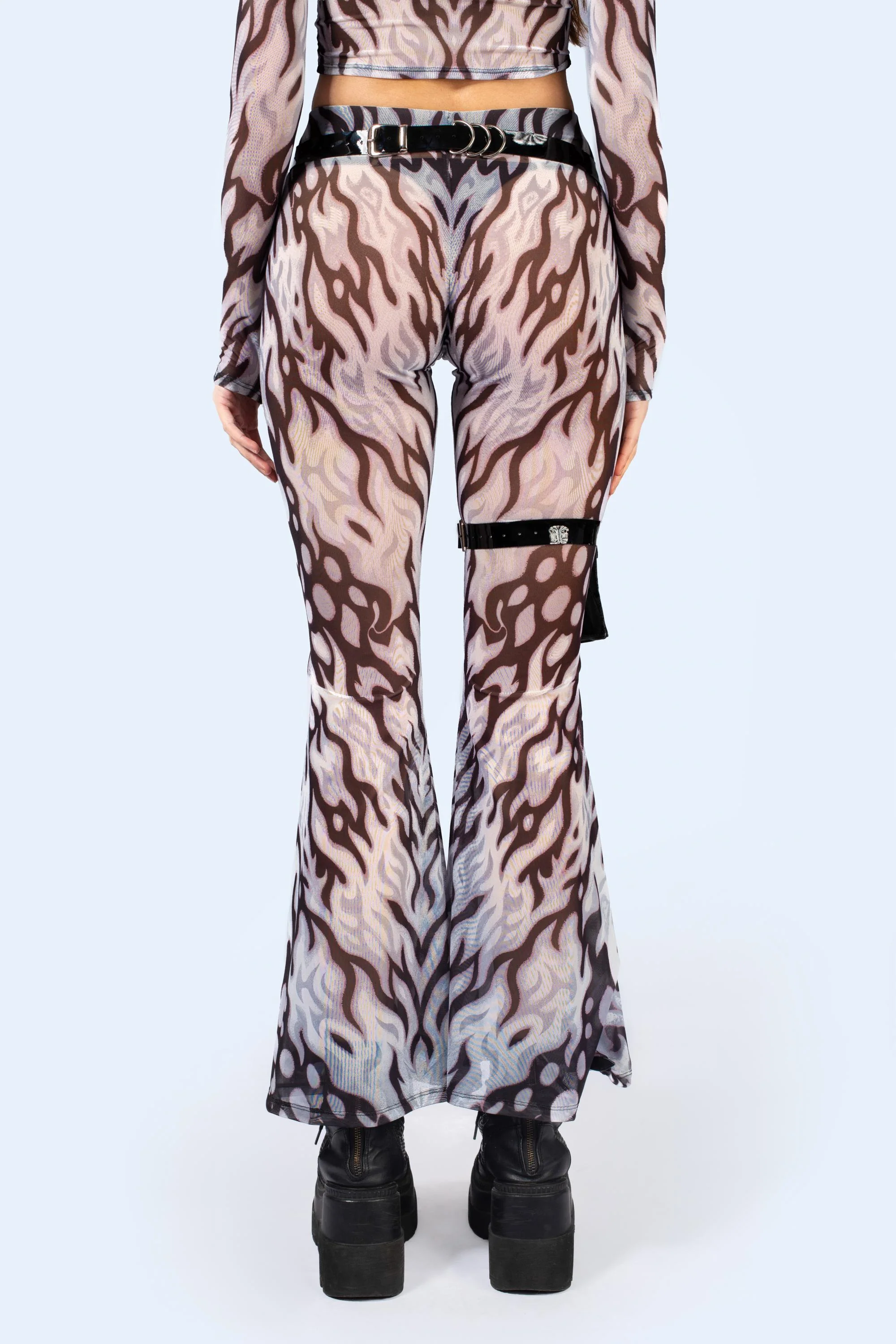 Loose Ends Mesh Bell Bottoms Pants - Image 2