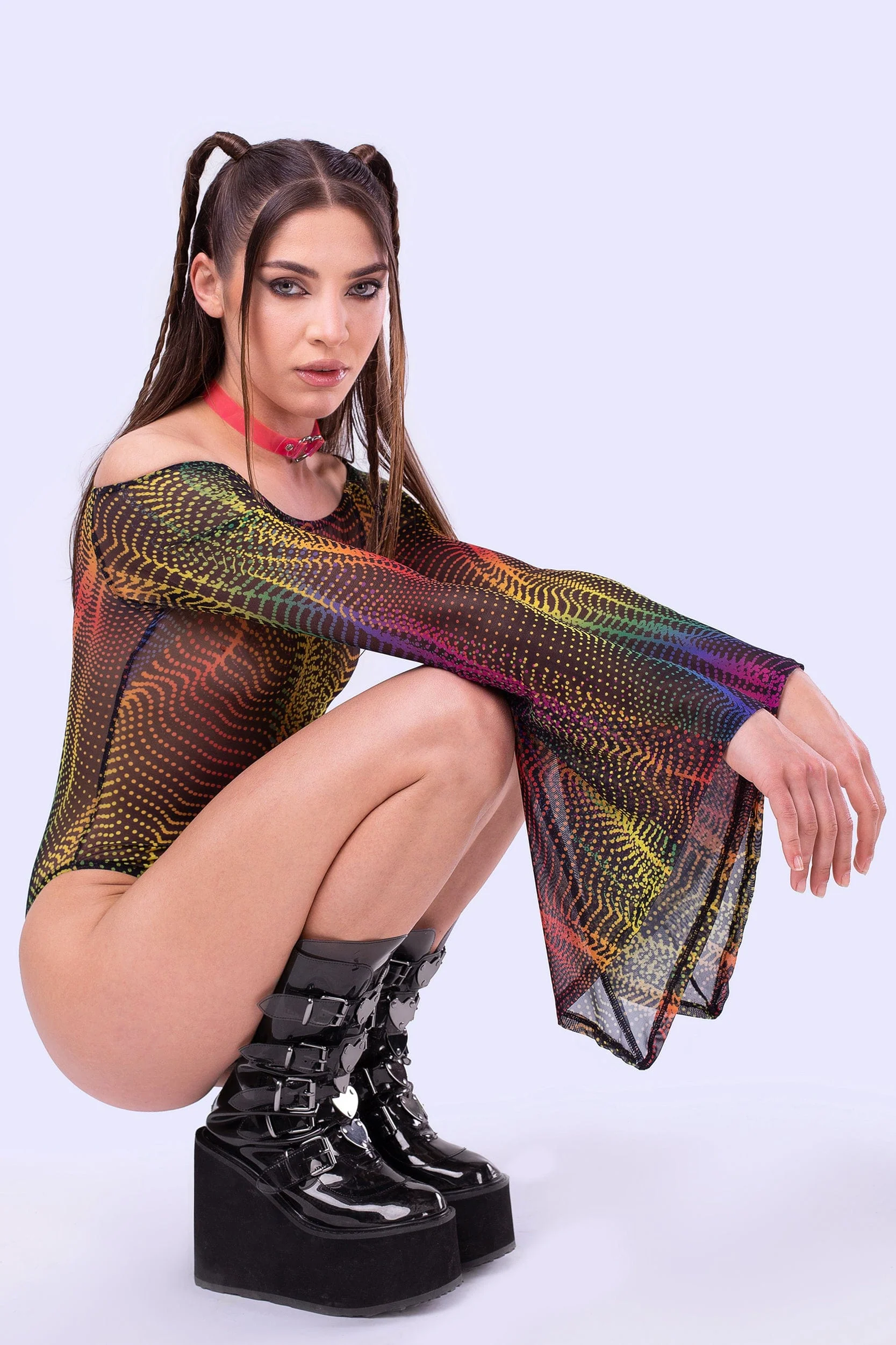 Luv Wave Bell Sleeve Mesh Bodysuit - Image 5