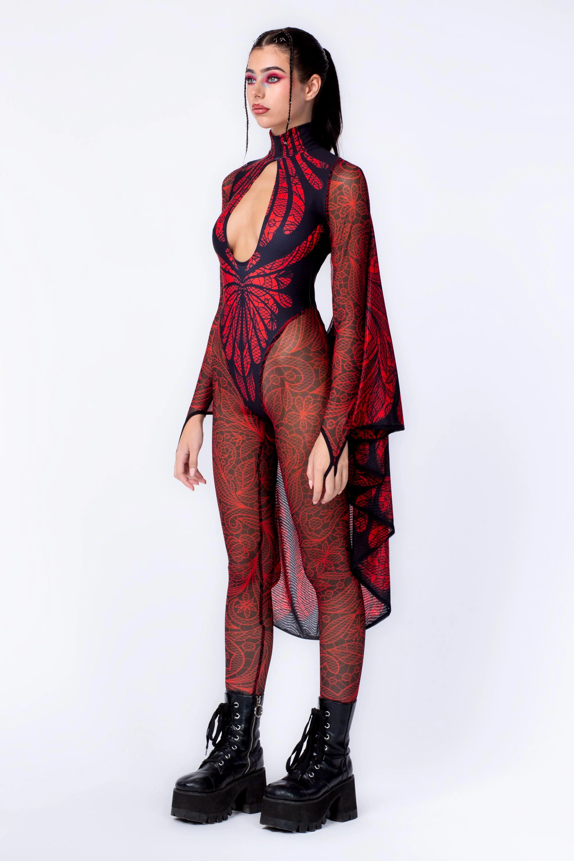 Moth To A Flame Keyhole Winged Catsuit - Image 3