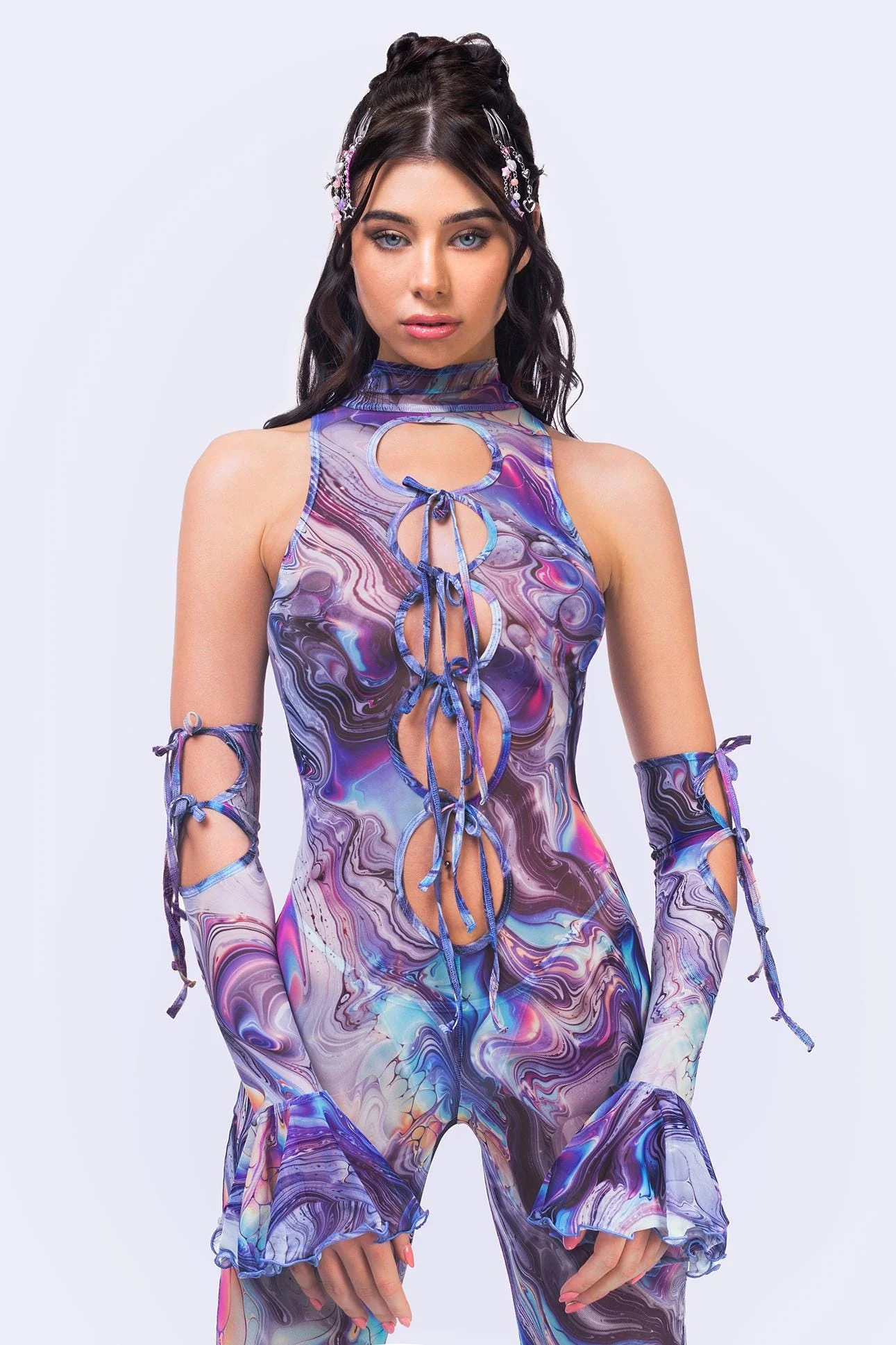 Mother-Of-Pearl Ribbon Jumpsuit