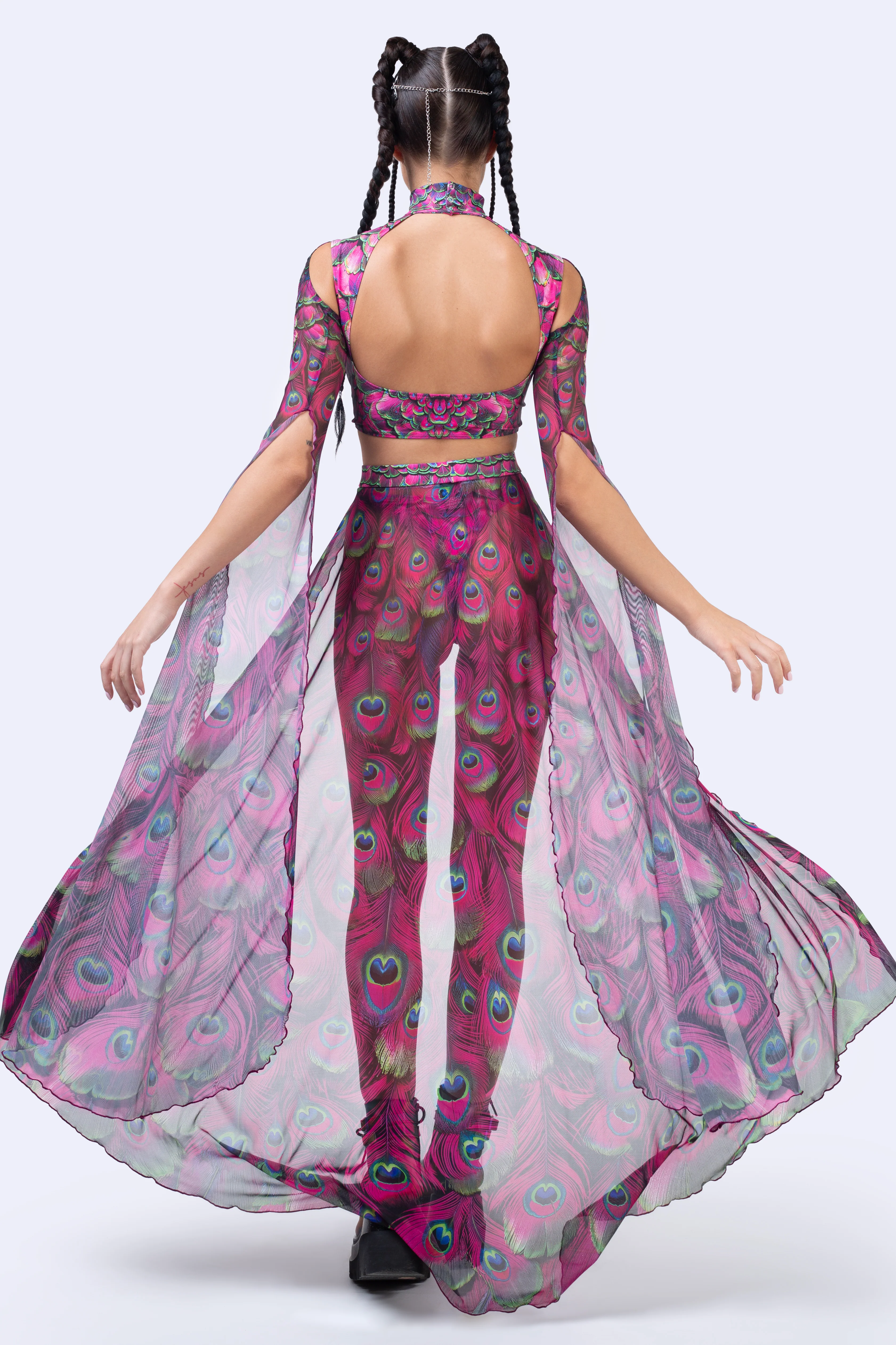 Mystic Peacock Magenta Open-Front Skirt - Image 6