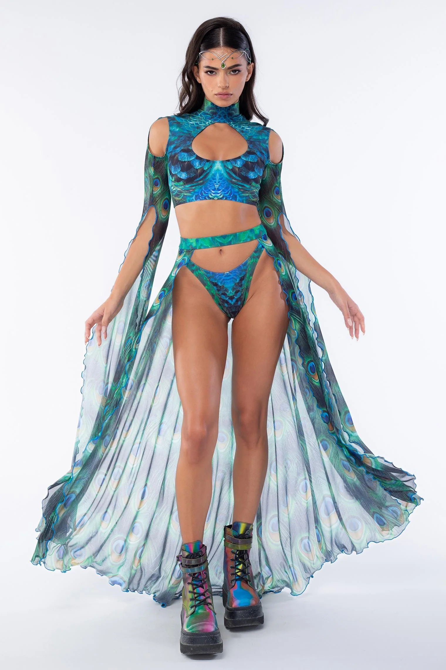 Mystic Peacock Maxi Sleeve Top - Image 3
