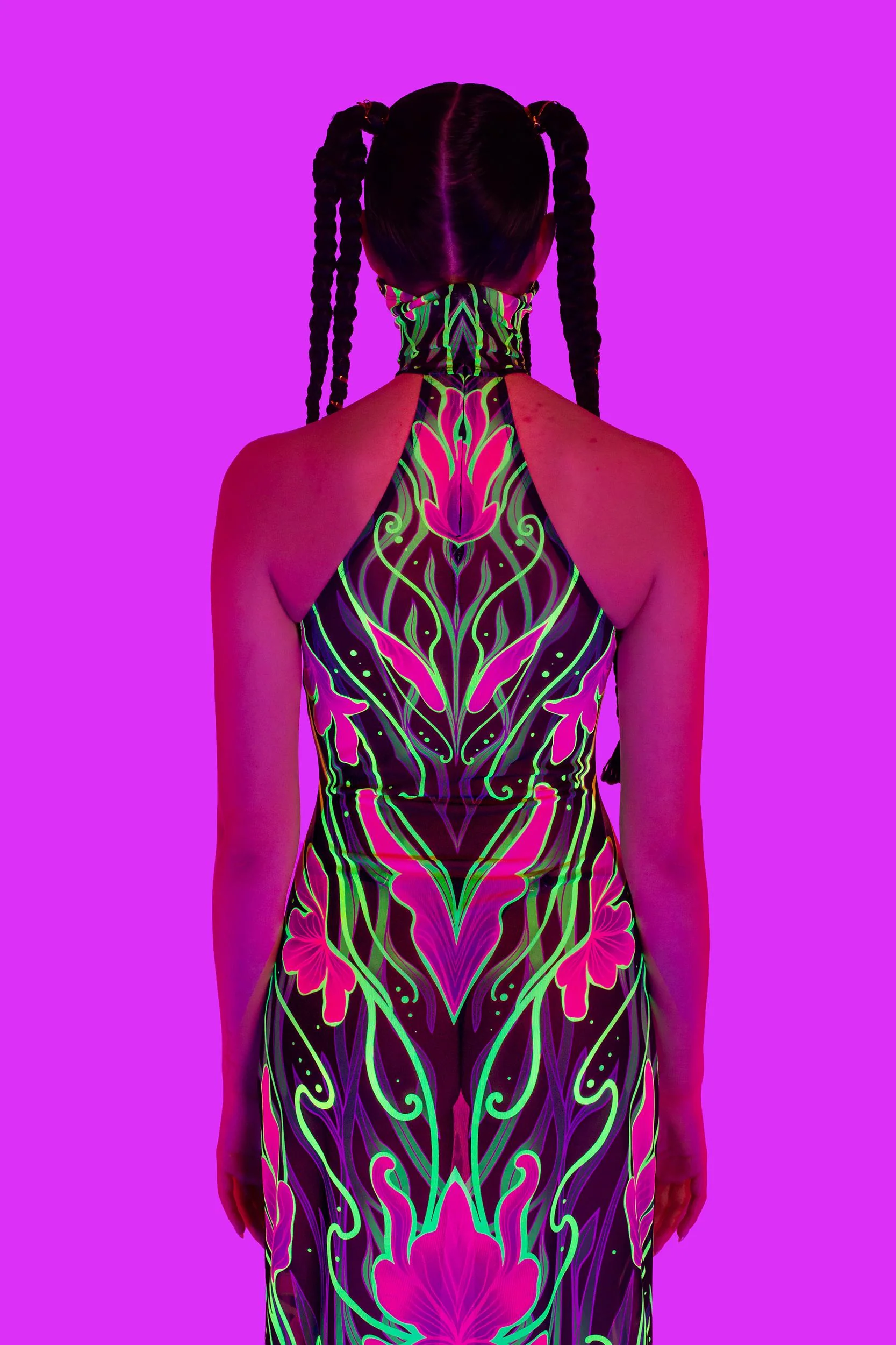 Night Bloom Mask Halter Dress - Image 2