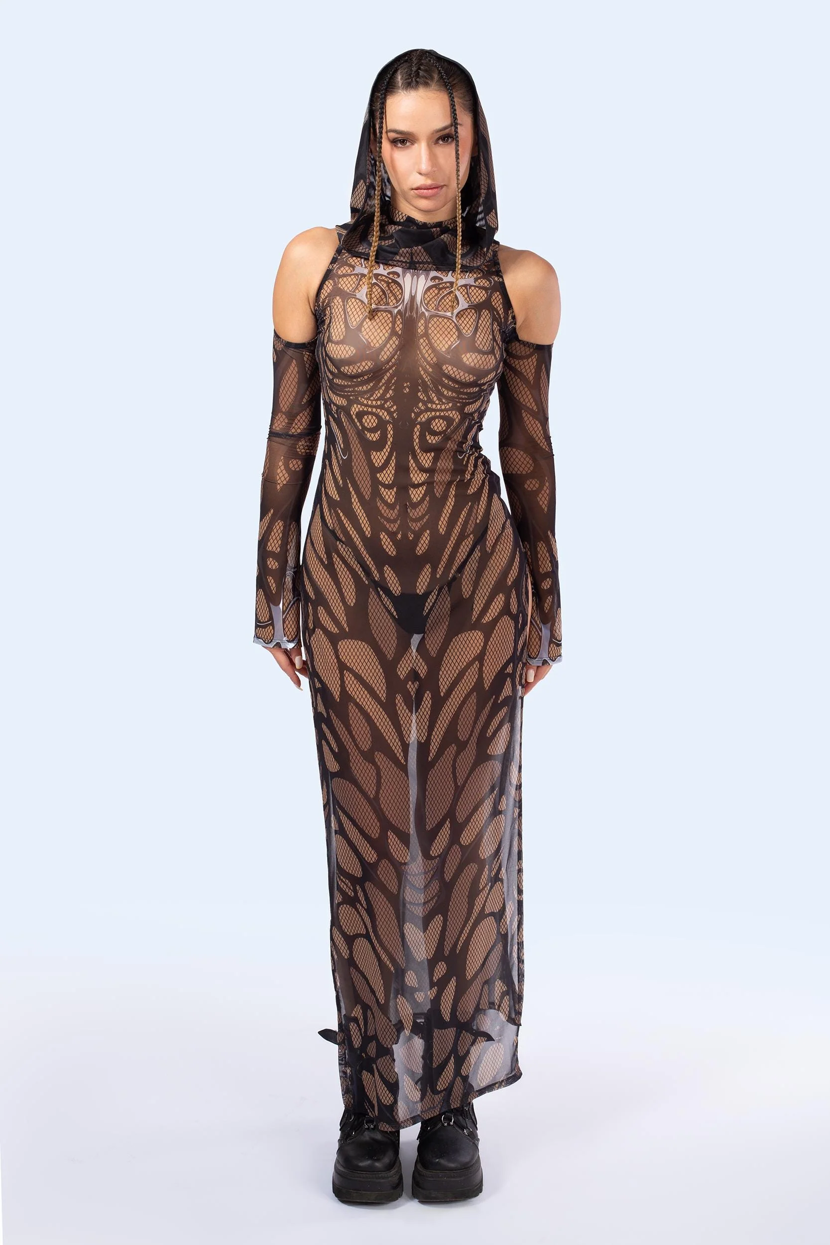 Obsidian Hooded Long Sleeve Dress - Image 5