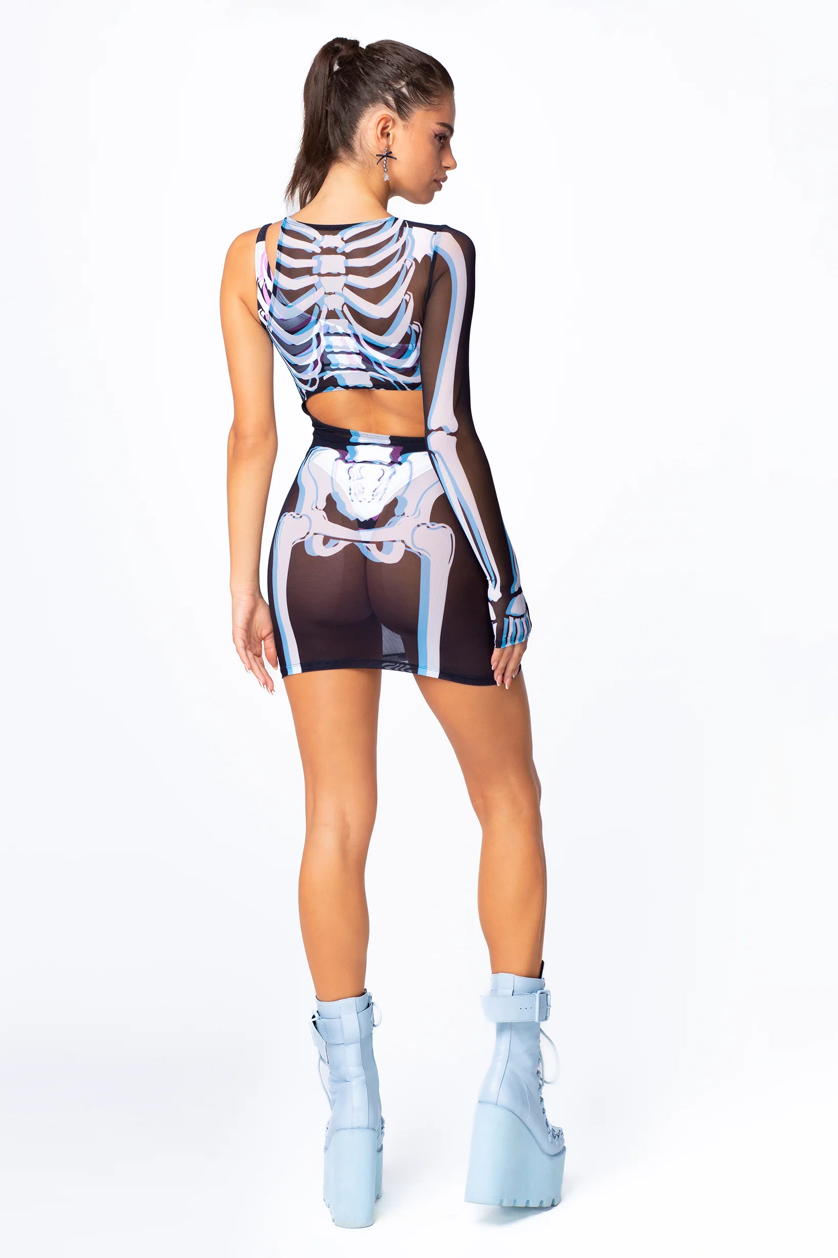 Pixel Perfect One-Shoulder Mesh Dress - Image 4