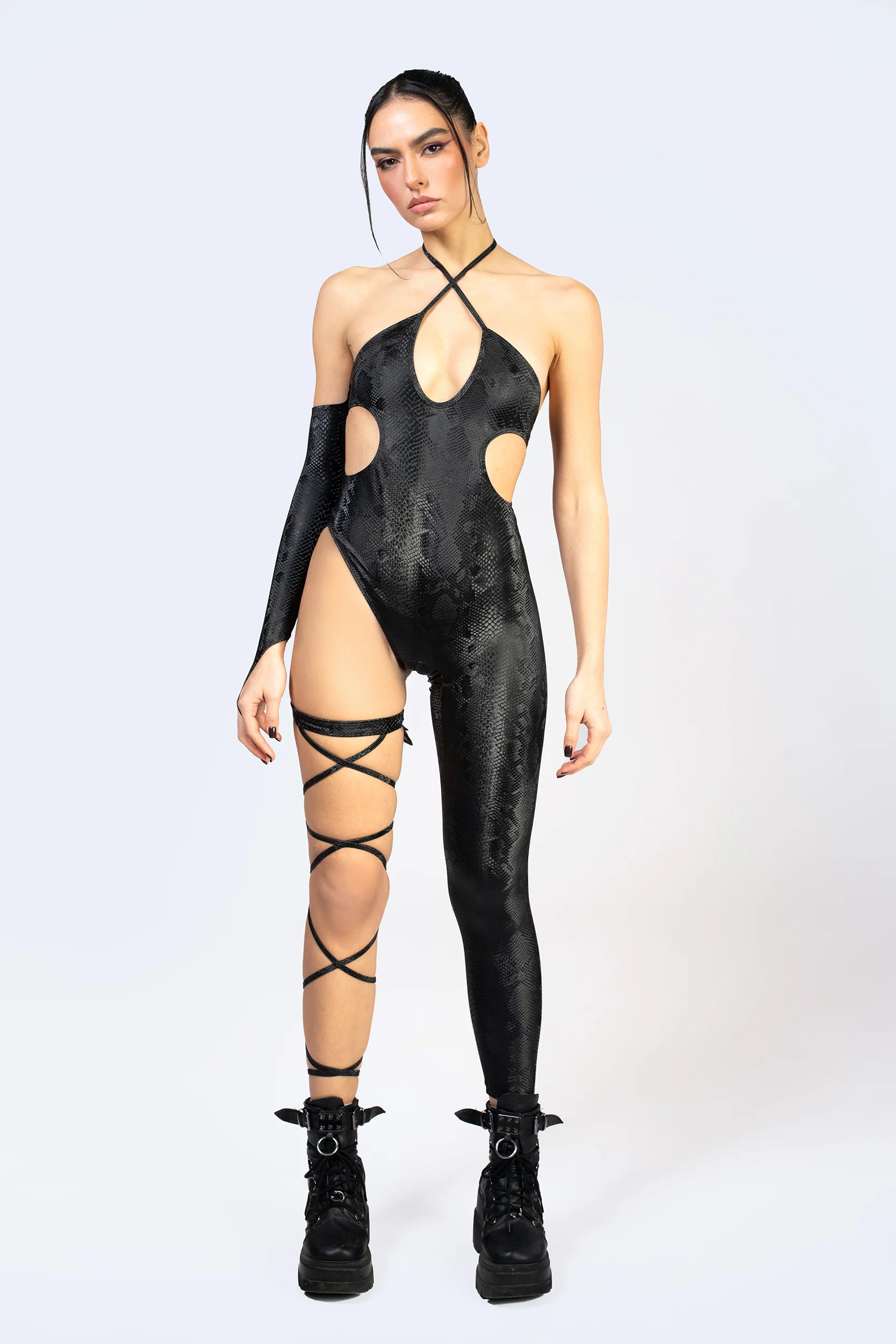 Predator Skin Cheeky Asymmetric Catsuit - Image 3