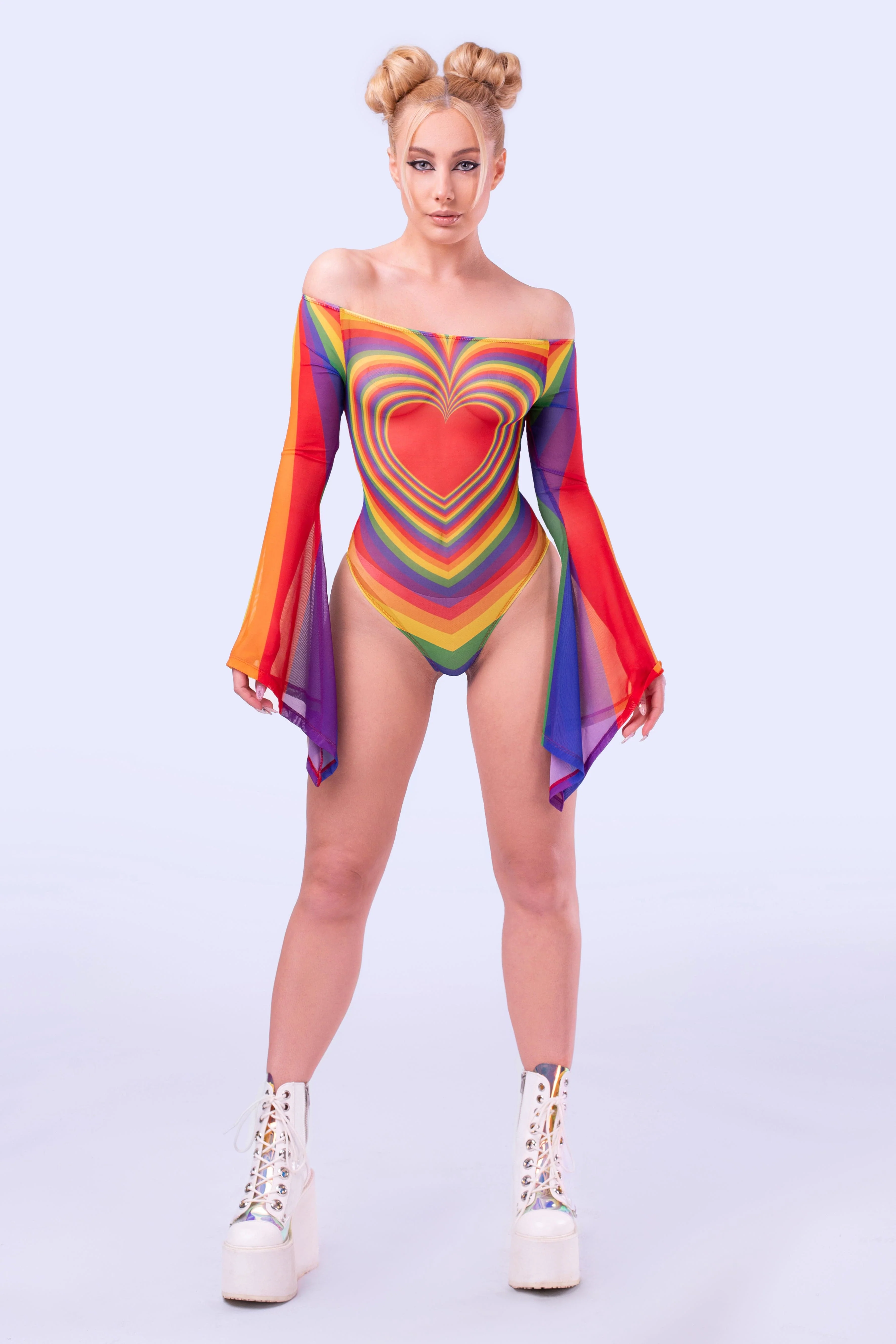 Prism Feel Bell sleeve Mesh Bodysuit - Image 3