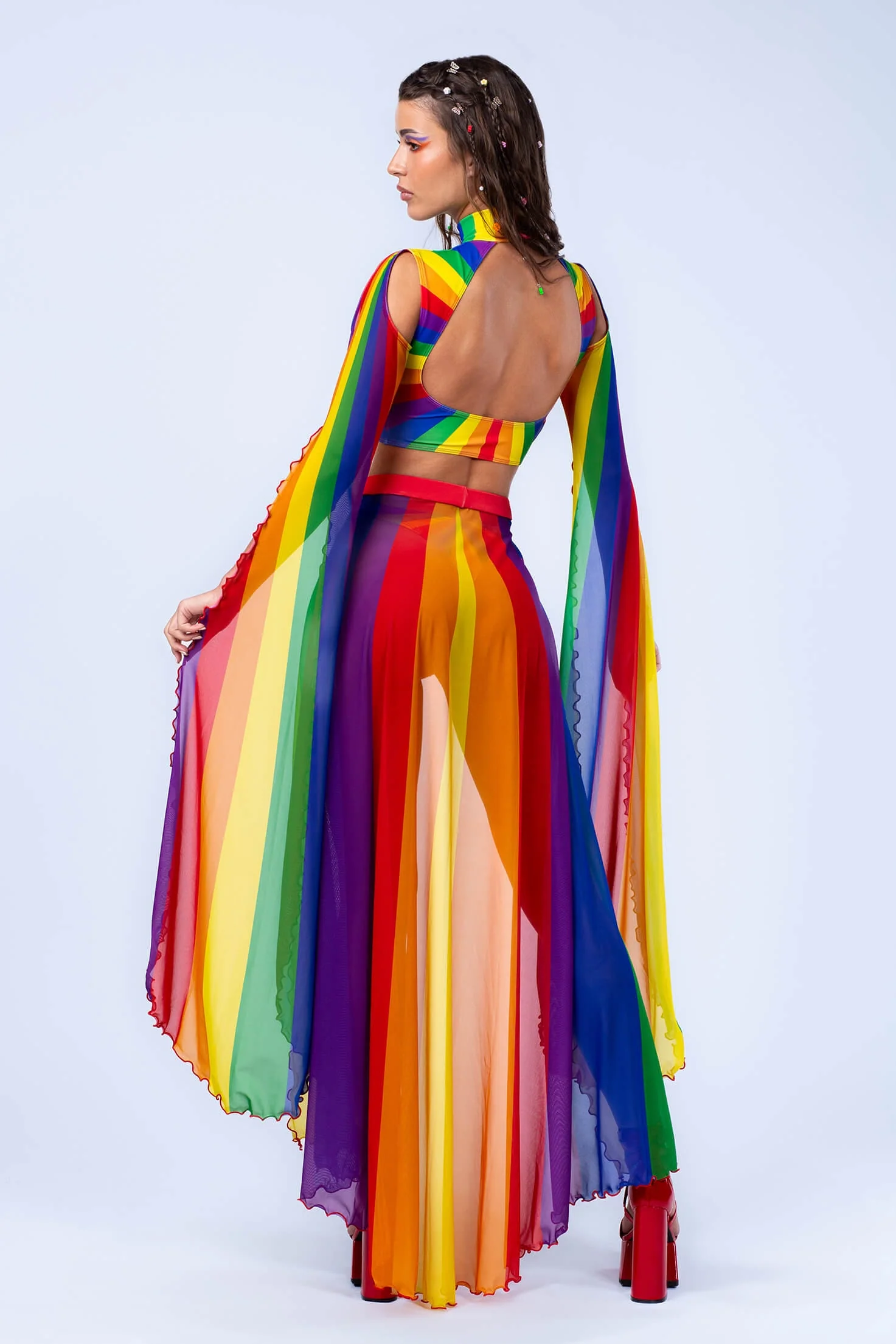 Prism Feel Maxi Sleeve and Open Front Skirt Set - Image 2