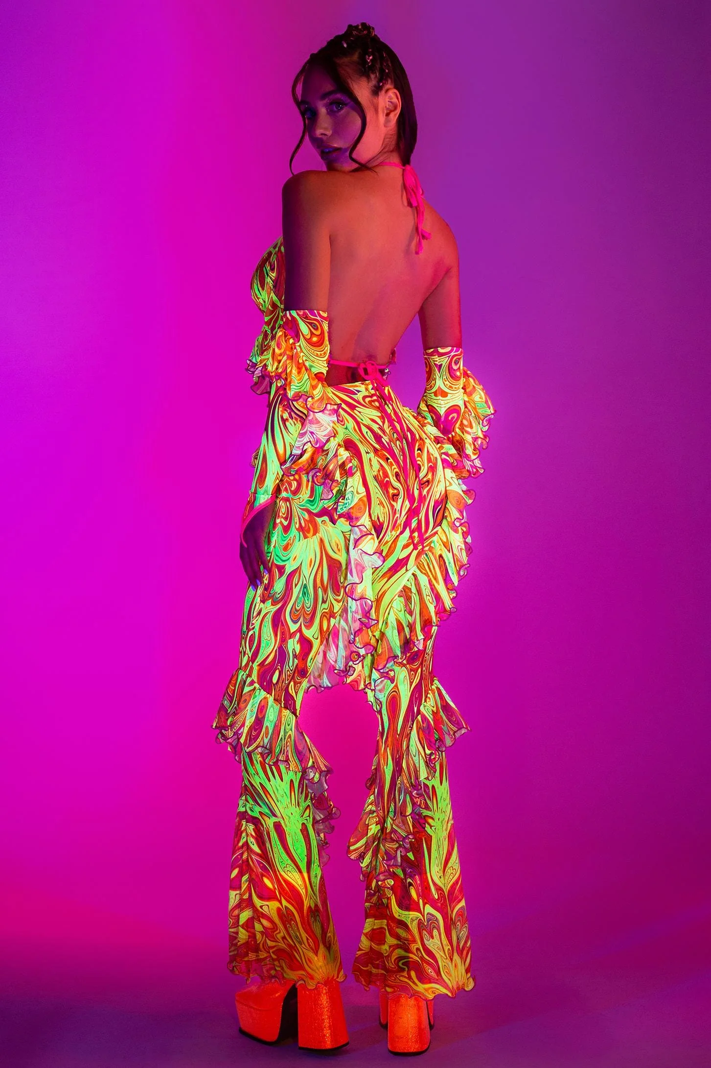 Psychedelic By Nature Halter Ruffled Top - Image 4