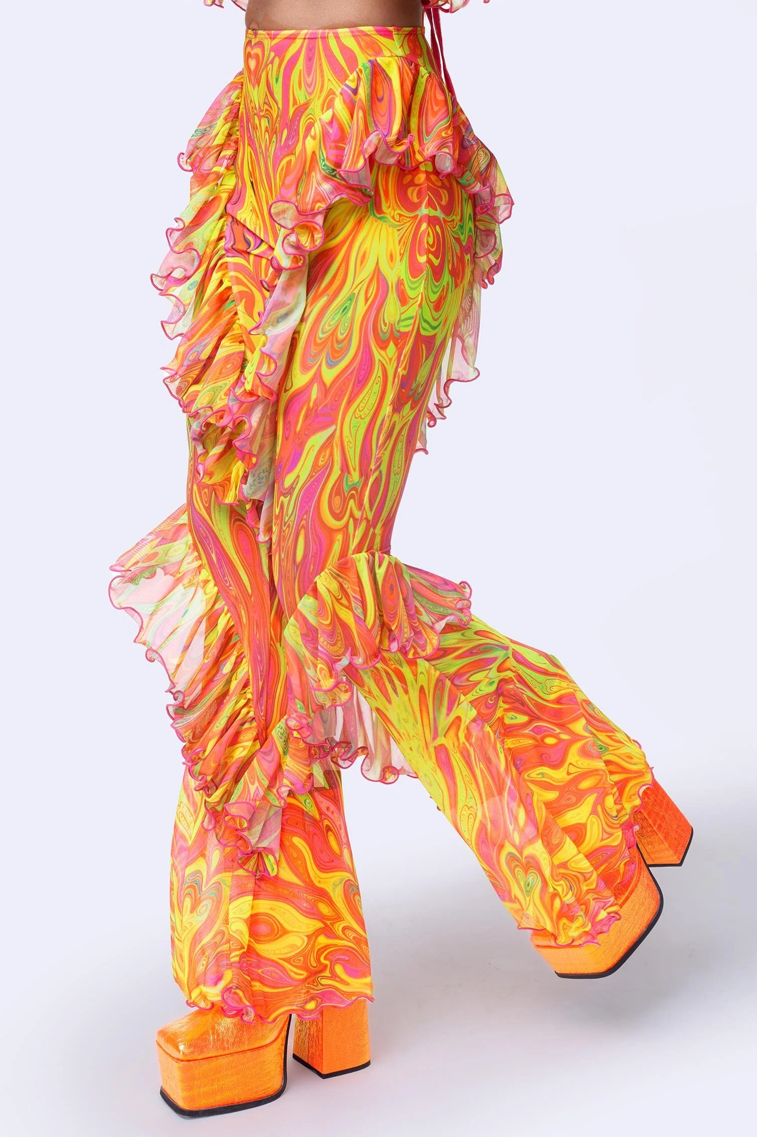 Psychedelic By Nature Ruffled Bell Bottom Pants - Image 5