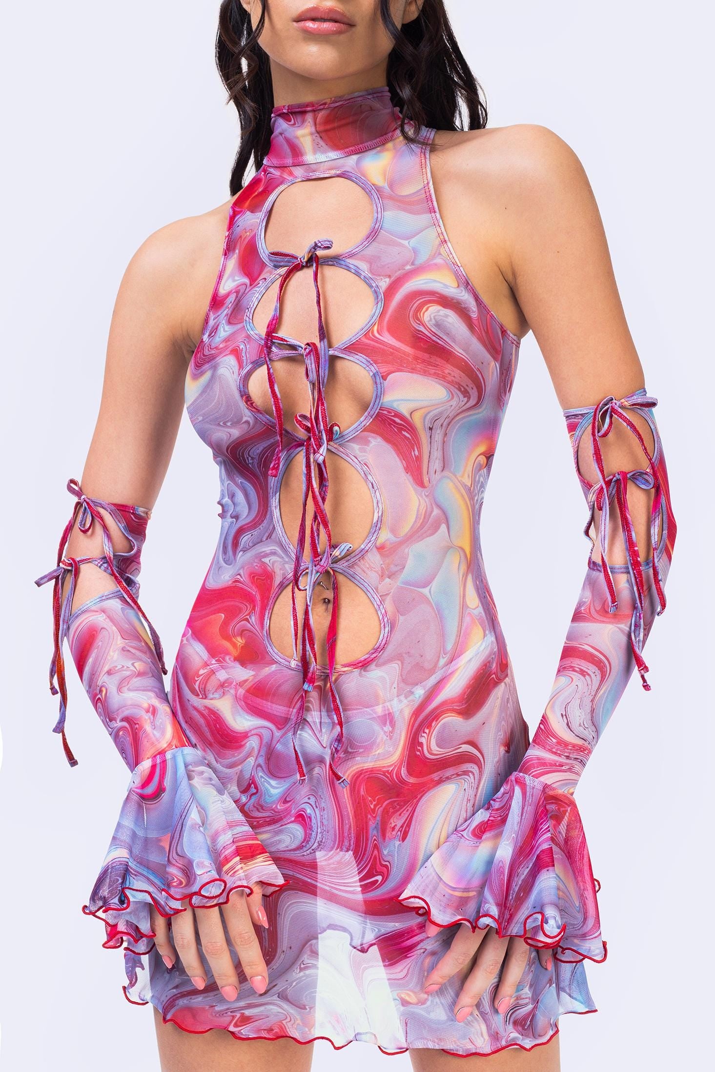 Red Queen Ribbon Mini Dress - Image 5