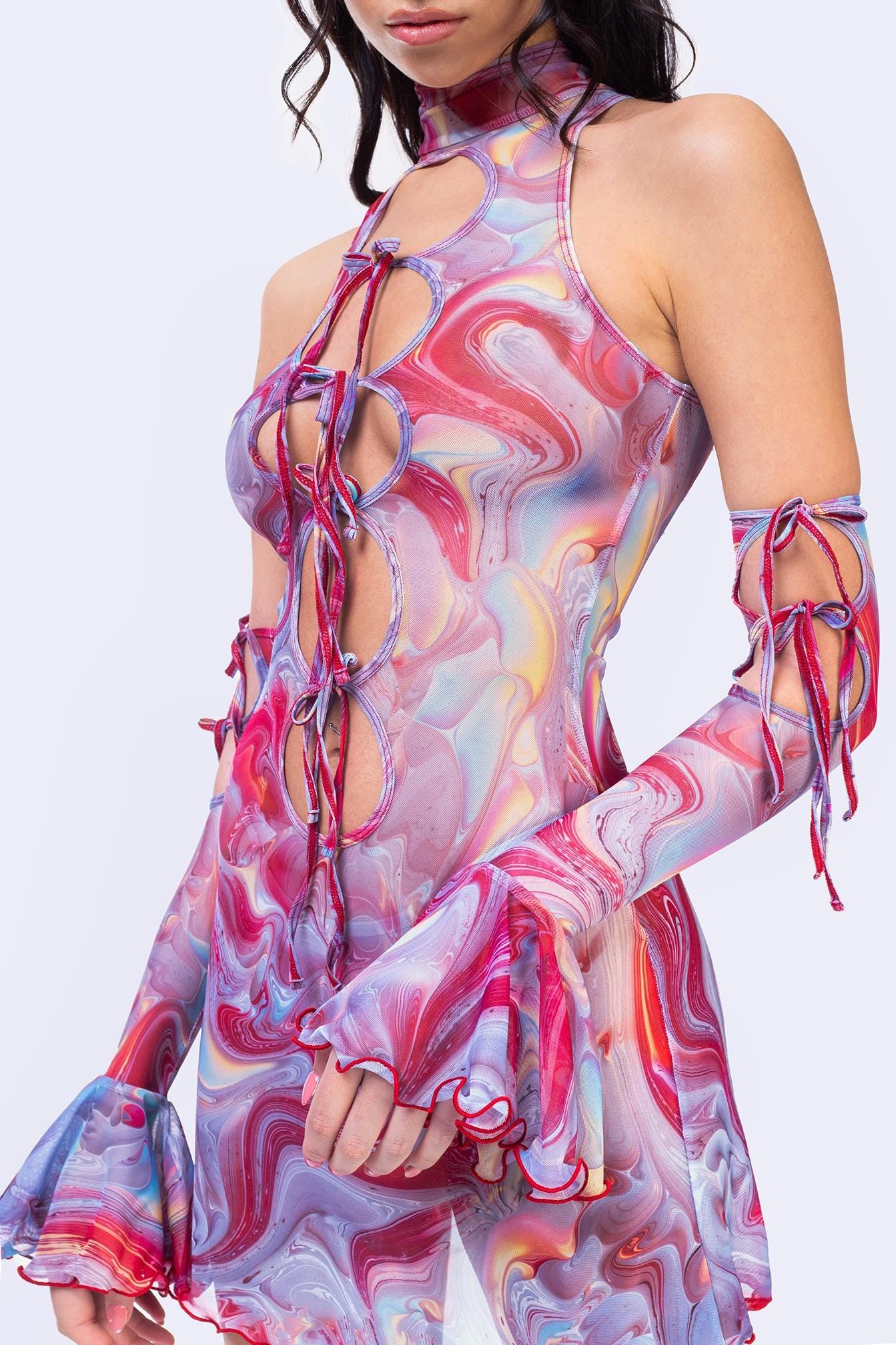 Red Queen Ribbon Mini Dress - Image 6