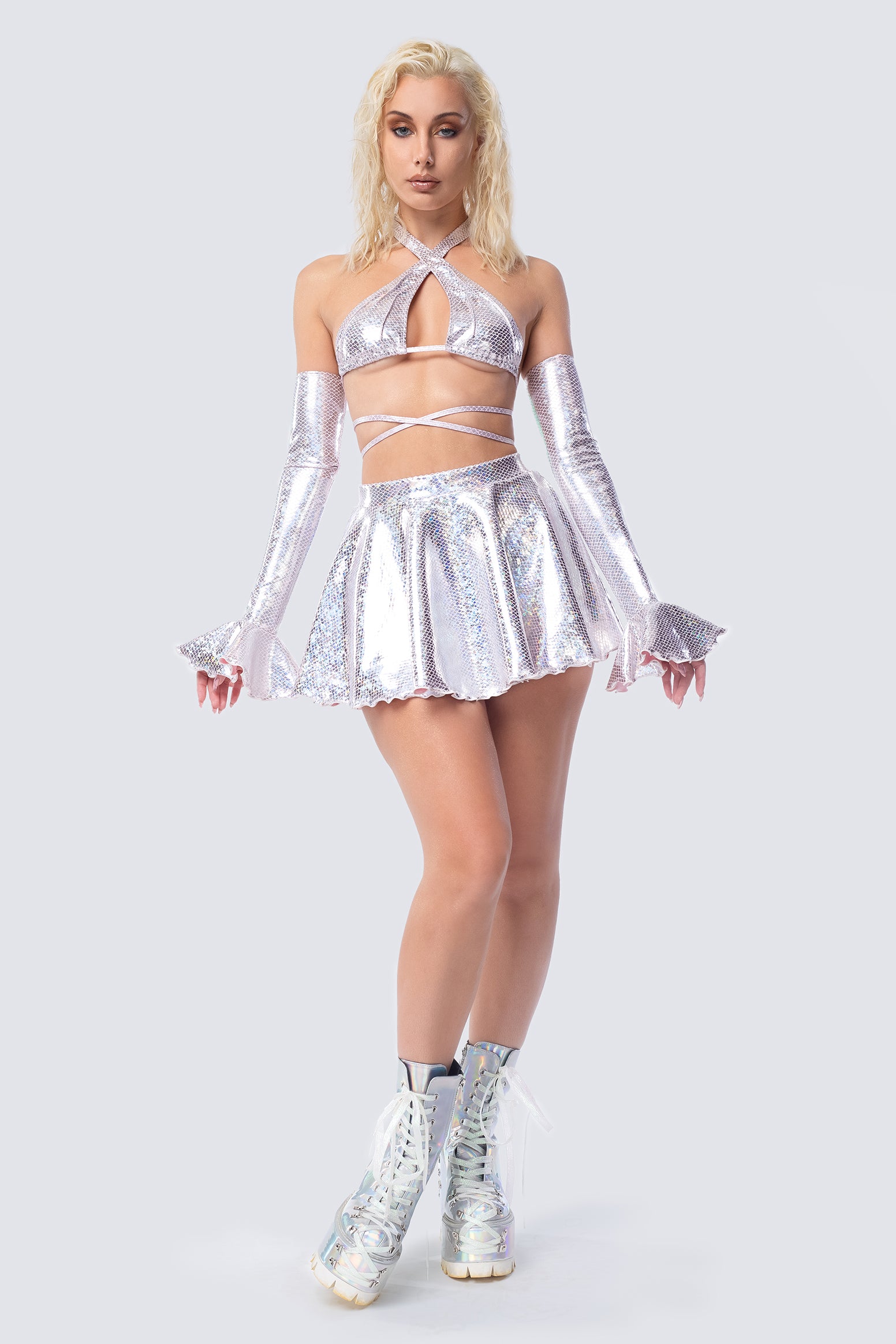 Shimmer Siren Flared Mini Skirt - Image 4