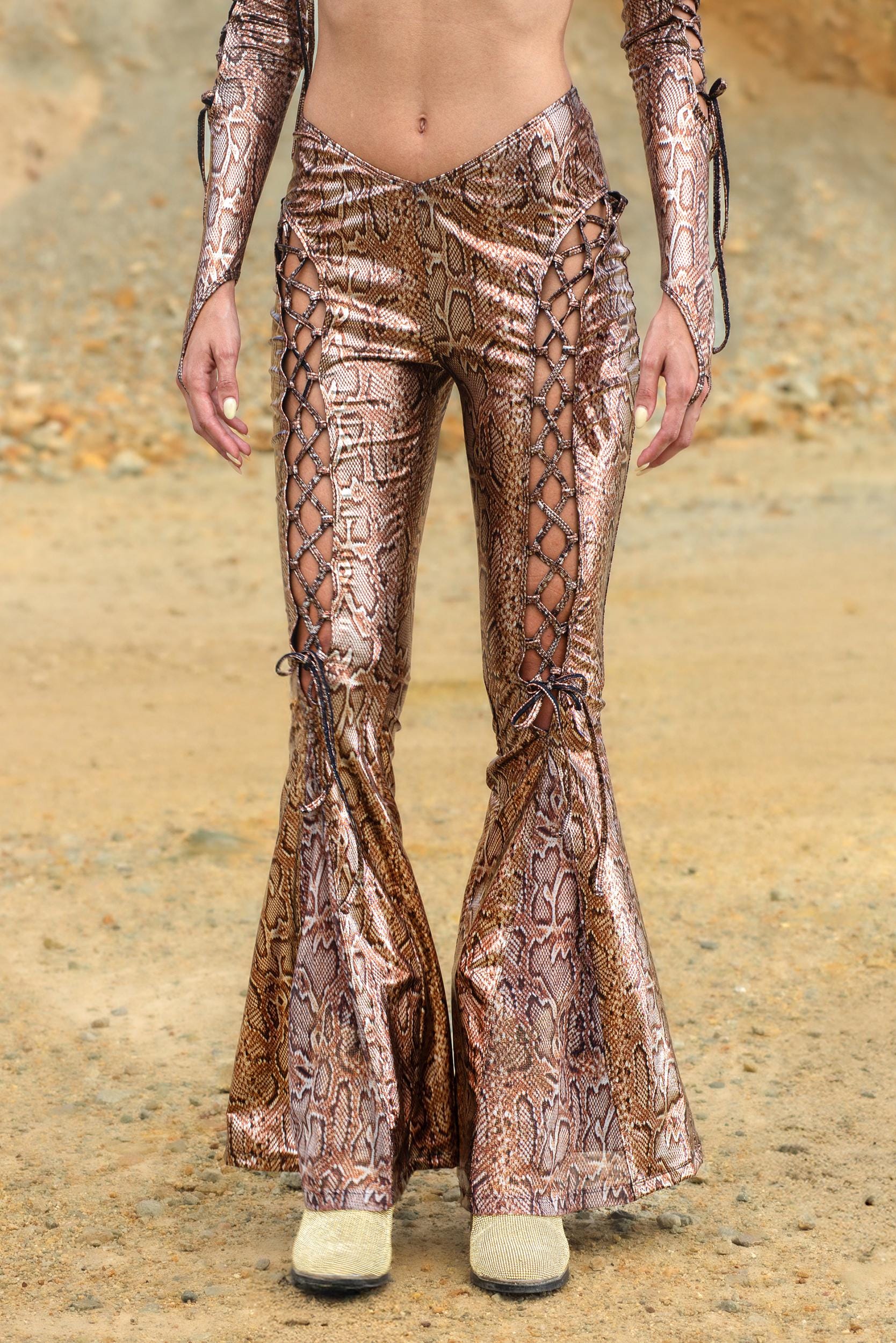 Slave 4 U Lace Up One Shoulder Top and Pants Set - Image 5