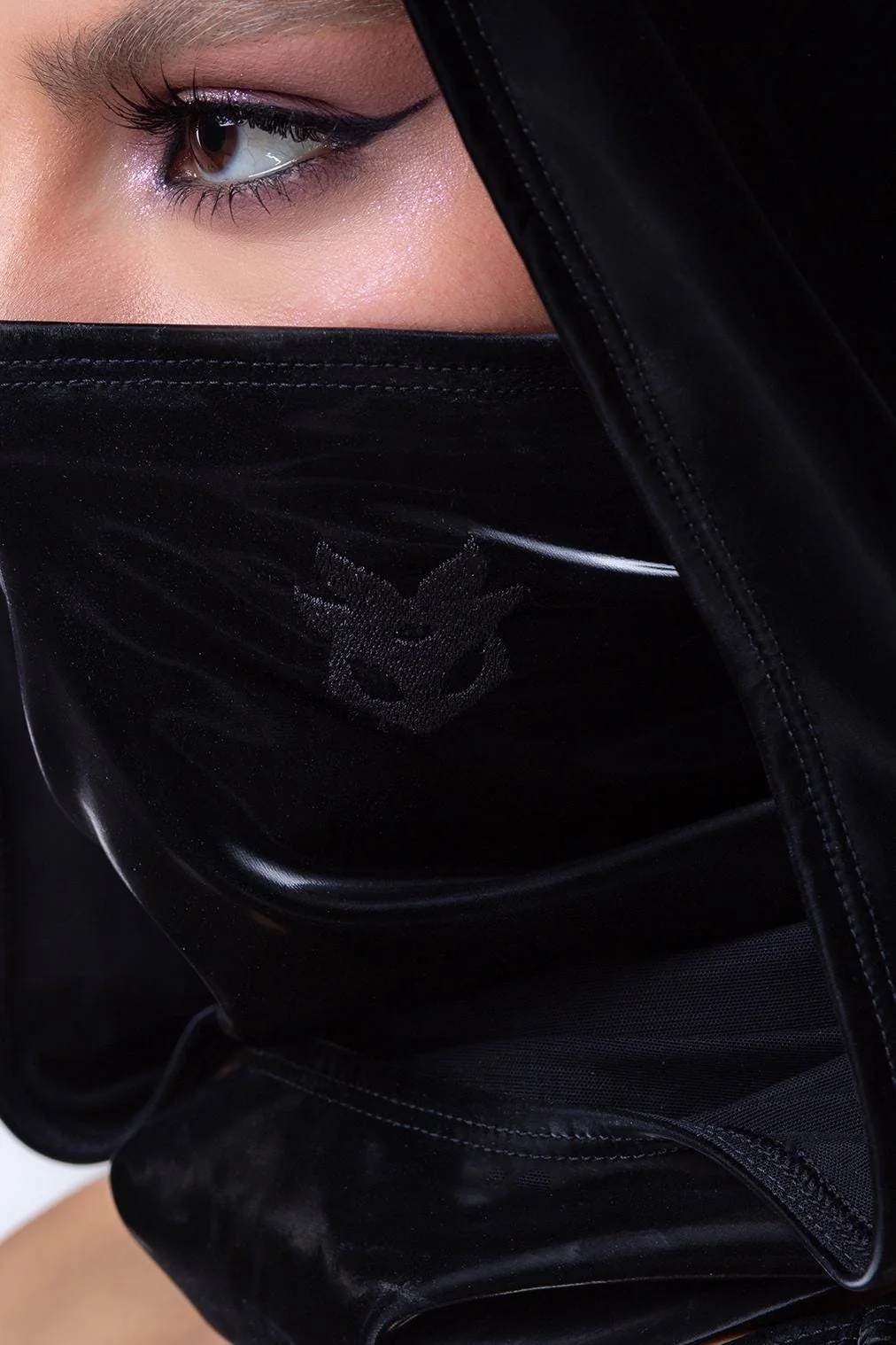 Starved For Glamour Embroidery Rave Hood with Mask - Image 5