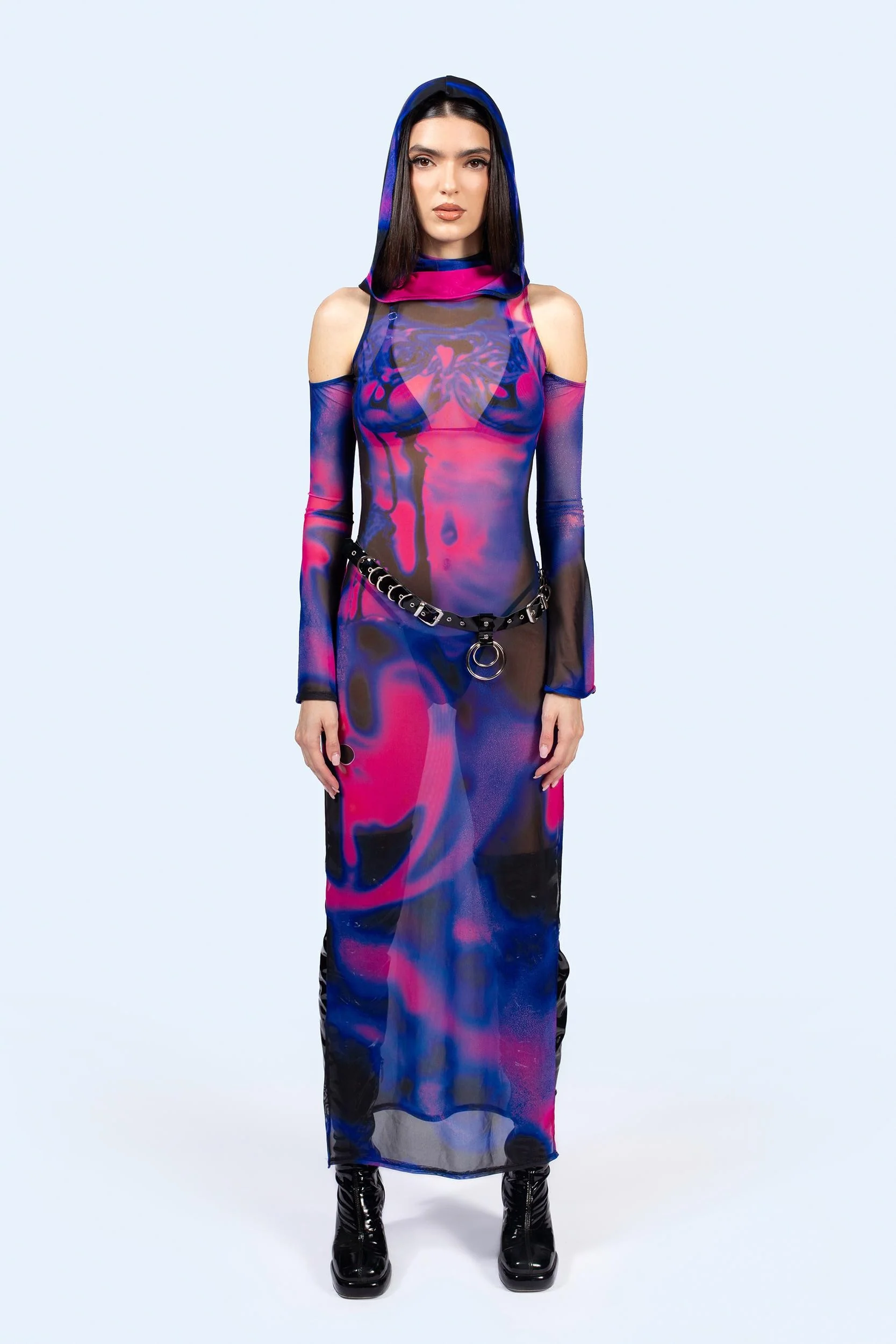 Sub Surface Hooded Long Sleeve Dress - Image 3