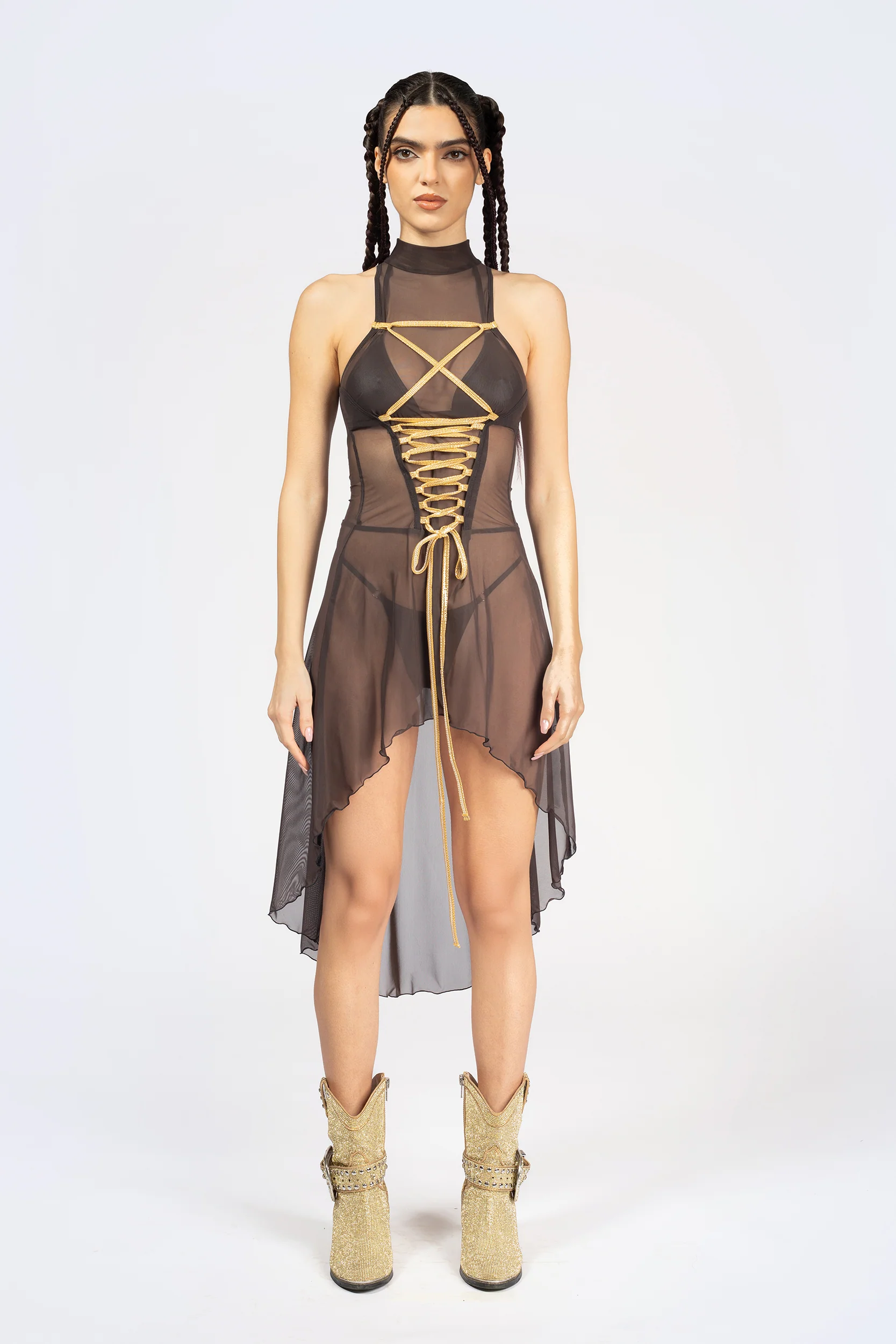 Sweet Afterburn Lace Up Bodice Dress - Image 3