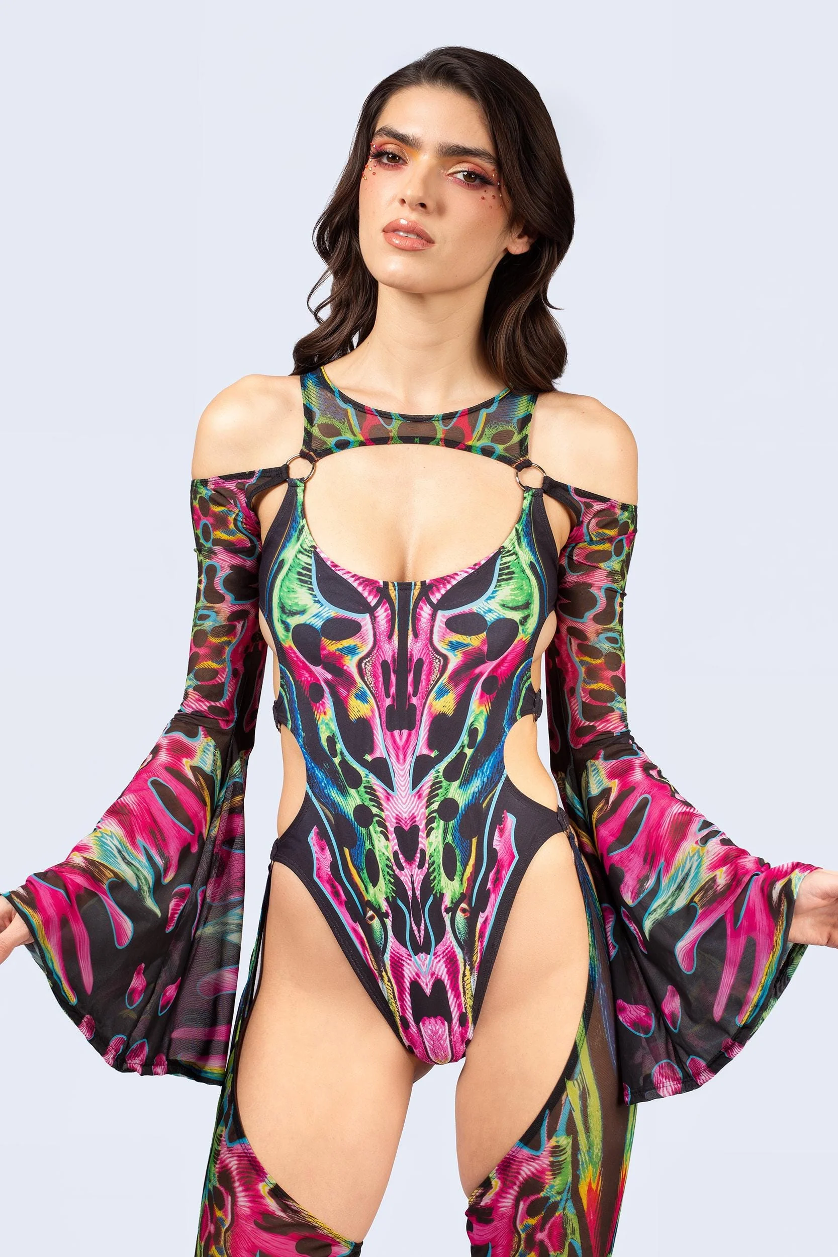 Tearing Me Apart Flared Chaps Catsuit